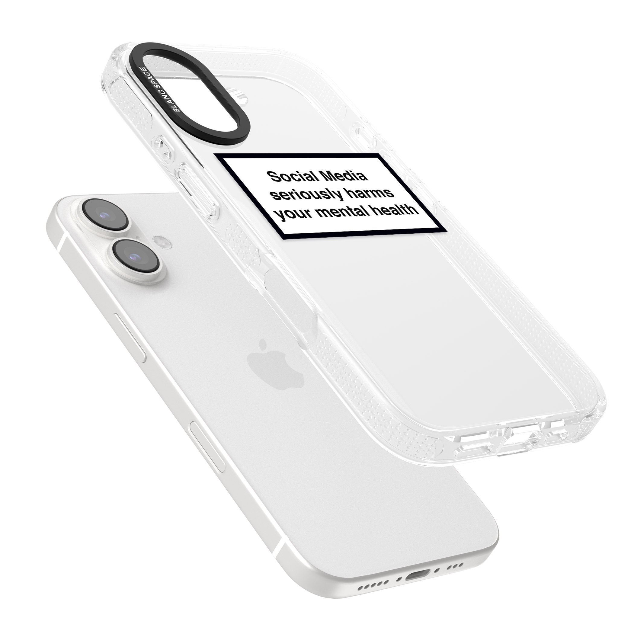Social Media Quote iPhone 16 / 16 Plus Clear Case Impact Air - Blanc Space
