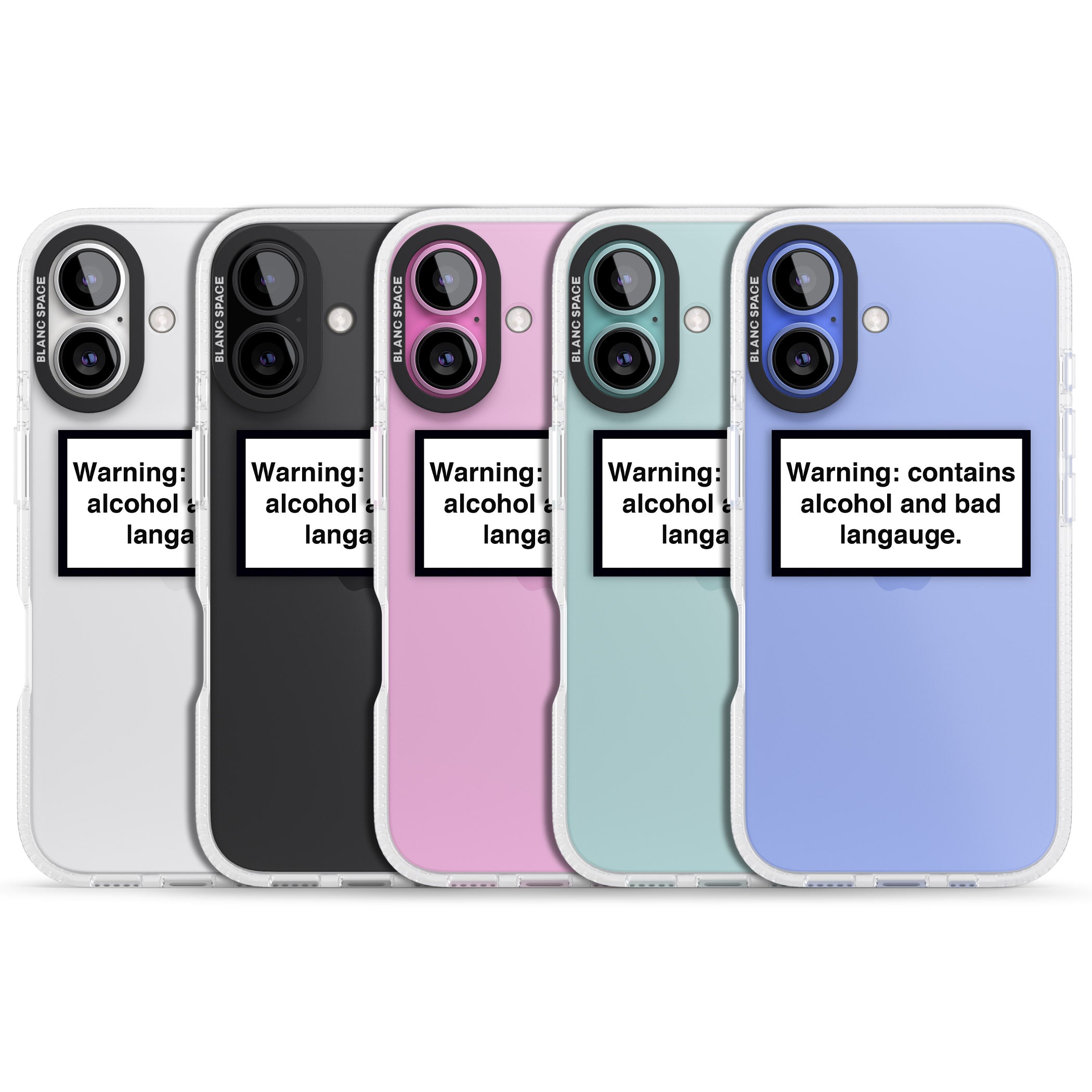 Warning: Contains Alcohol & Bad Language iPhone 16 / 16 Plus Clear Case Impact Air - Blanc Space