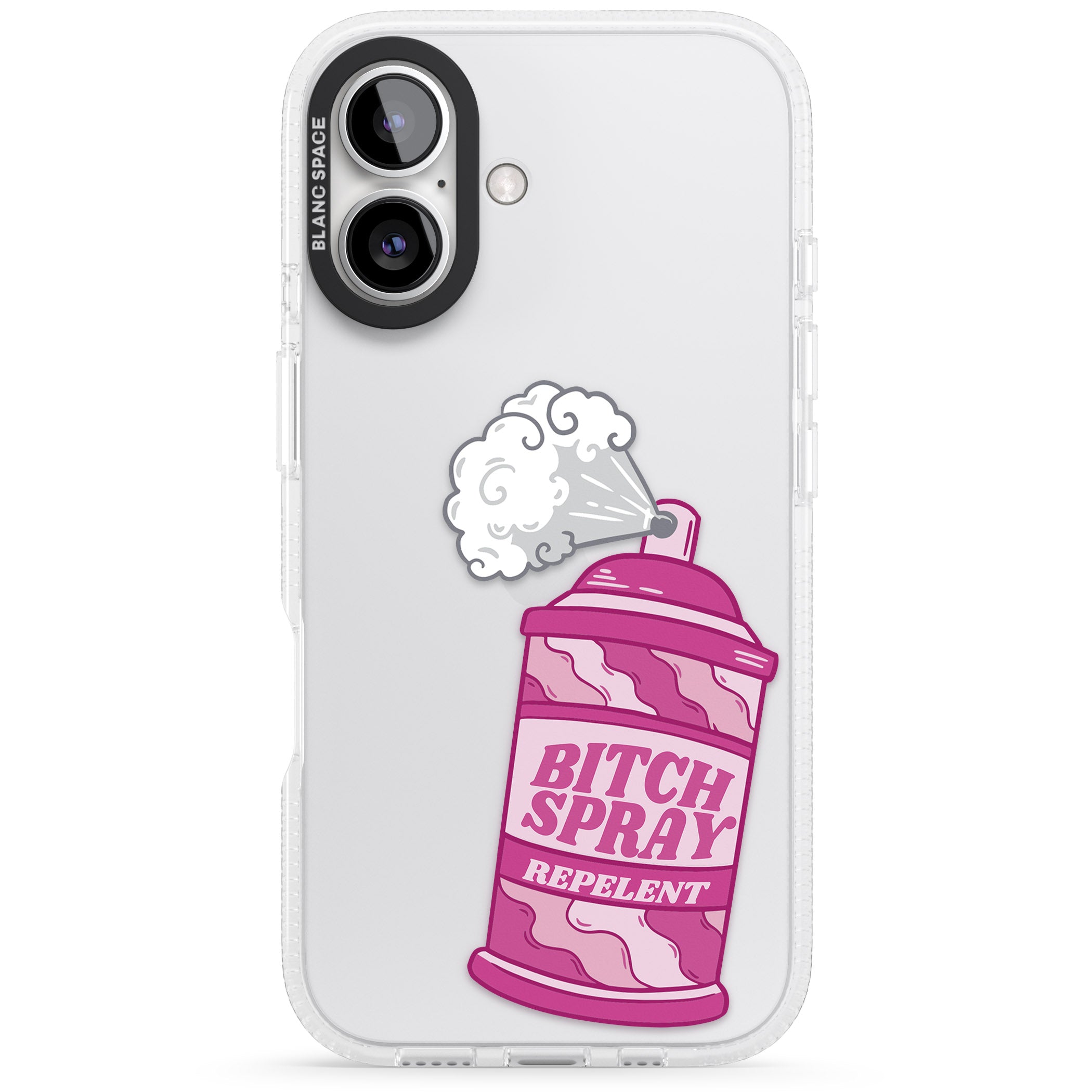 B*tch Spray iPhone 16 / 16 Plus Clear Case Impact Air - Blanc Space
