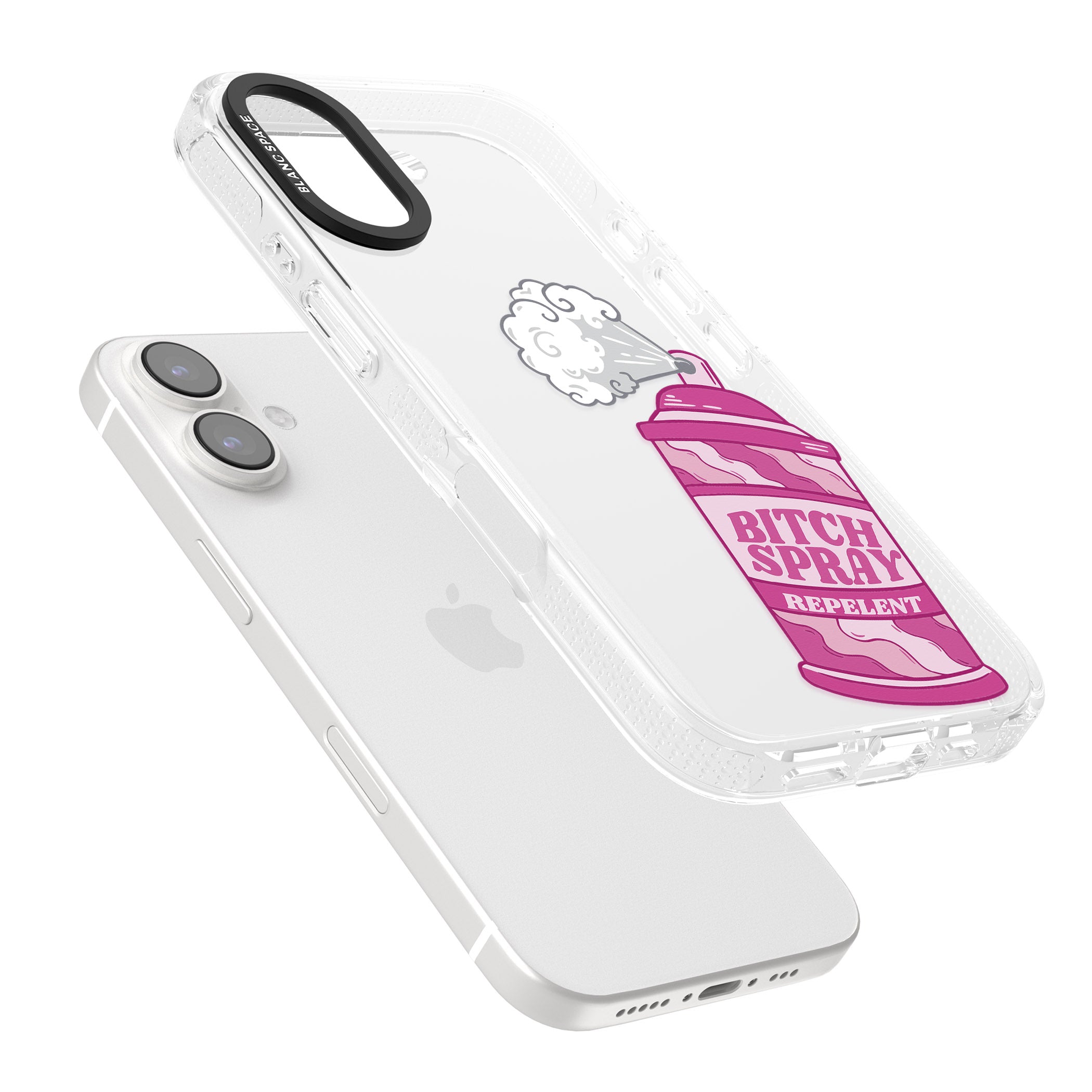 B*tch Spray iPhone 16 / 16 Plus Clear Case Impact Air - Blanc Space
