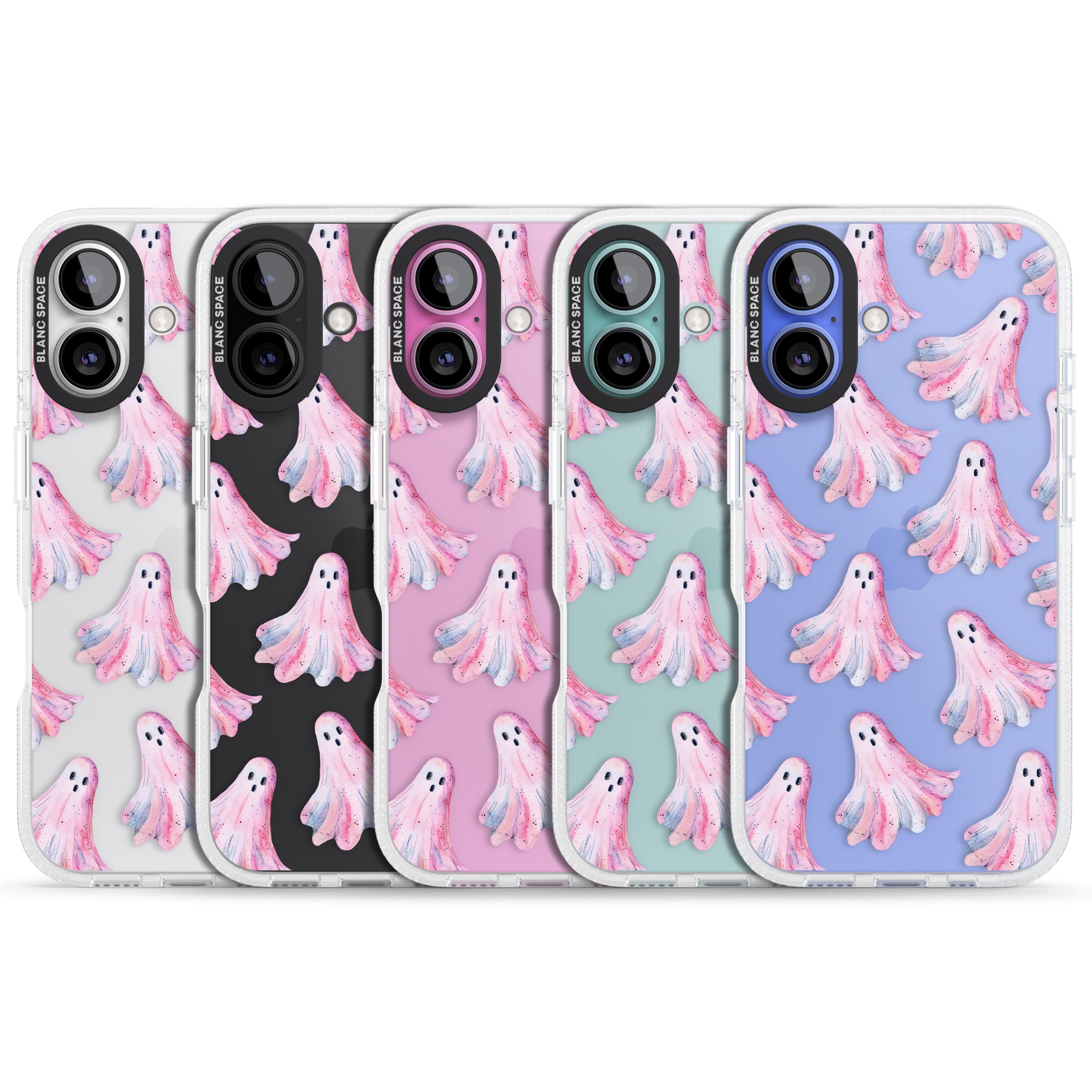 Pink Ghosts iPhone 16 / 16 Plus Clear Case Impact Air - Blanc Space
