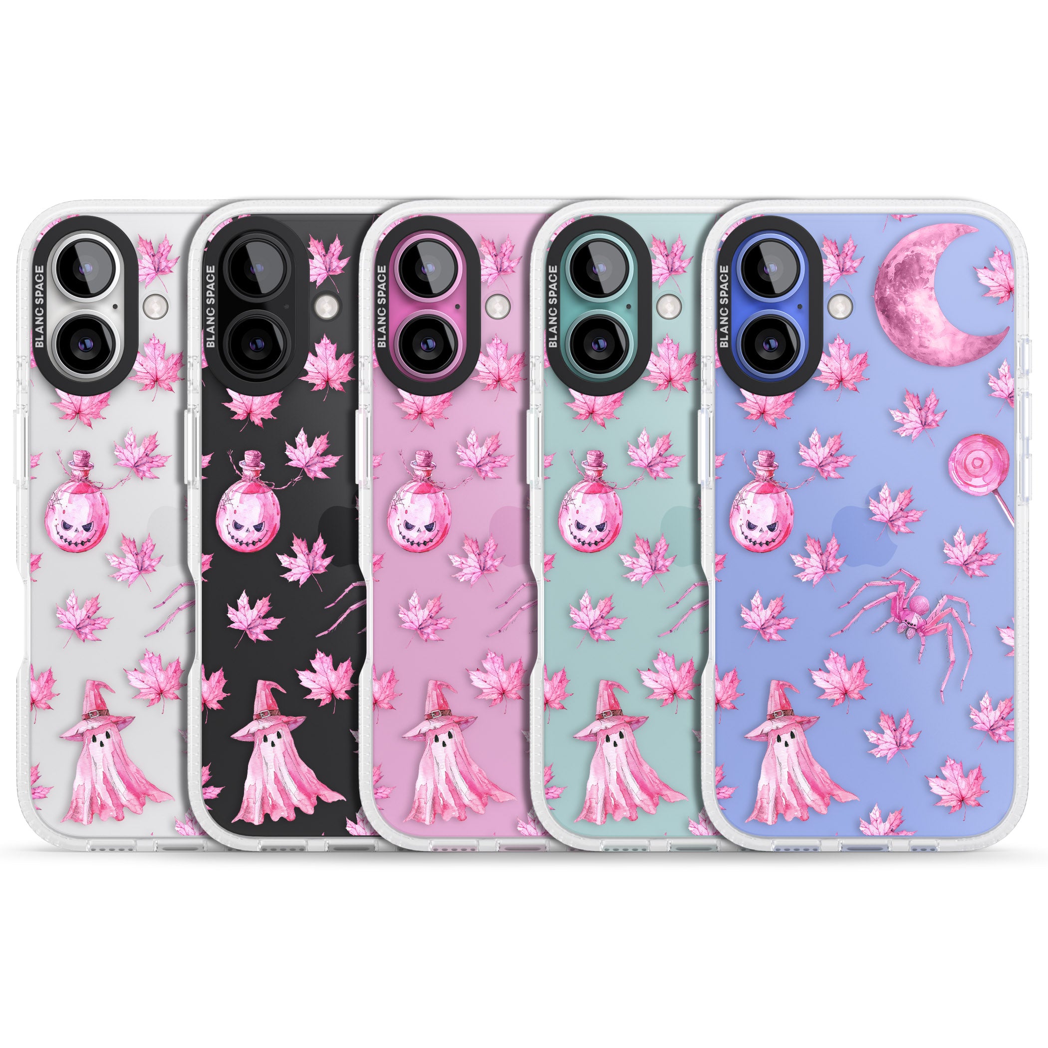 Pink Moon & Maple iPhone 16 / 16 Plus Clear Case Impact Air - Blanc Space