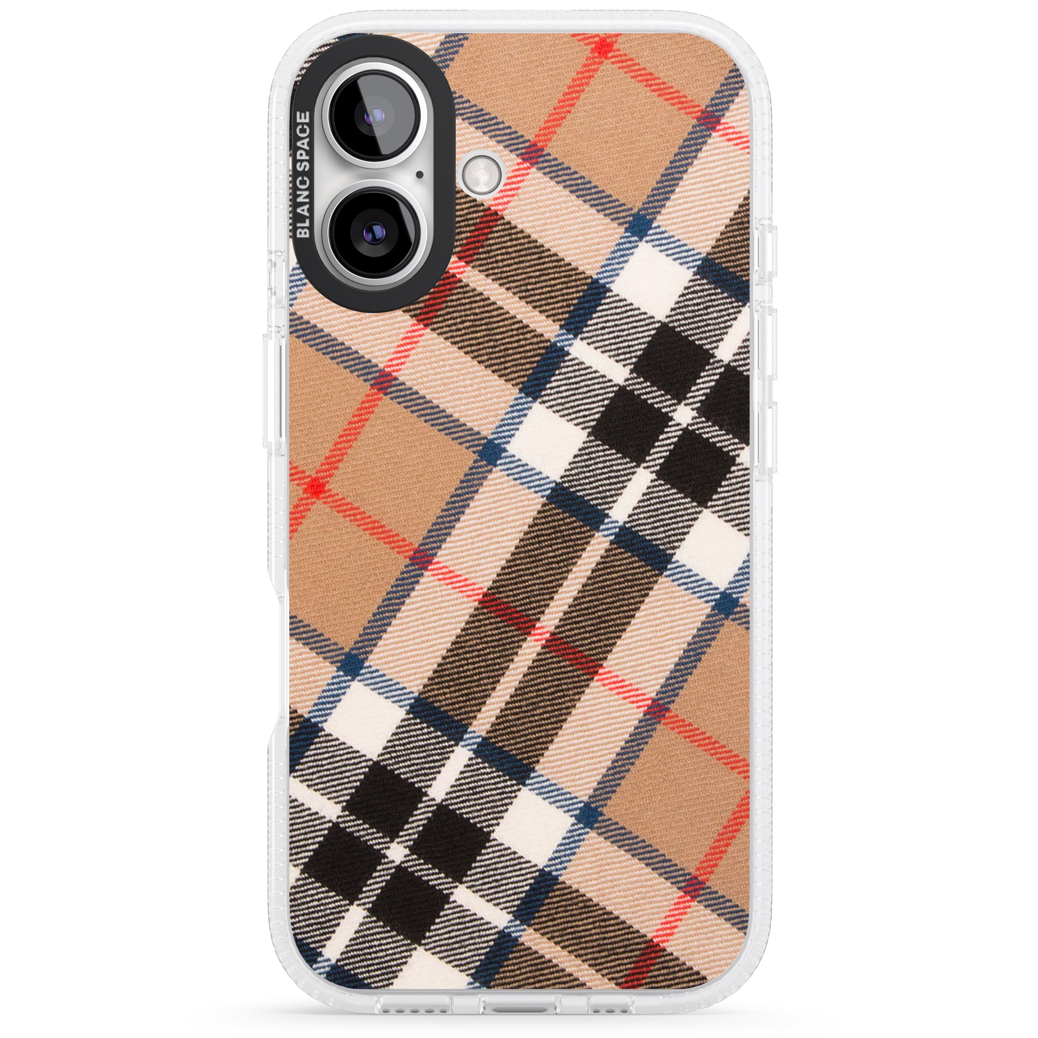 Haymarket Check iPhone 16 / 16 Plus Clear Case Impact Air - Blanc Space