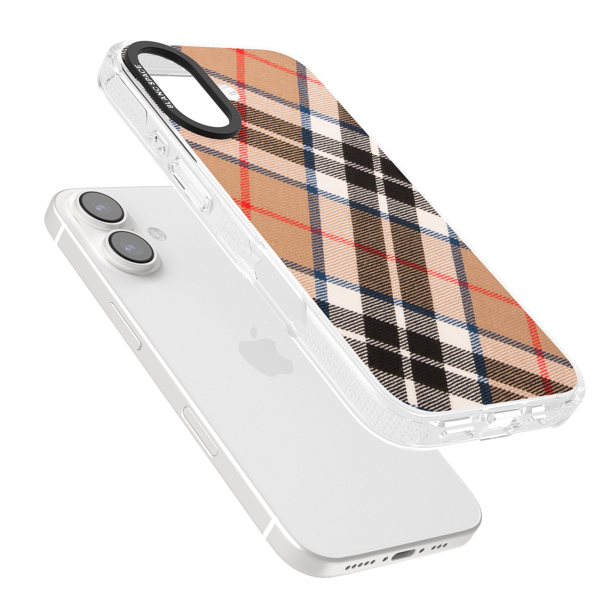 Haymarket Check iPhone 16 / 16 Plus Clear Case Impact Air - Blanc Space