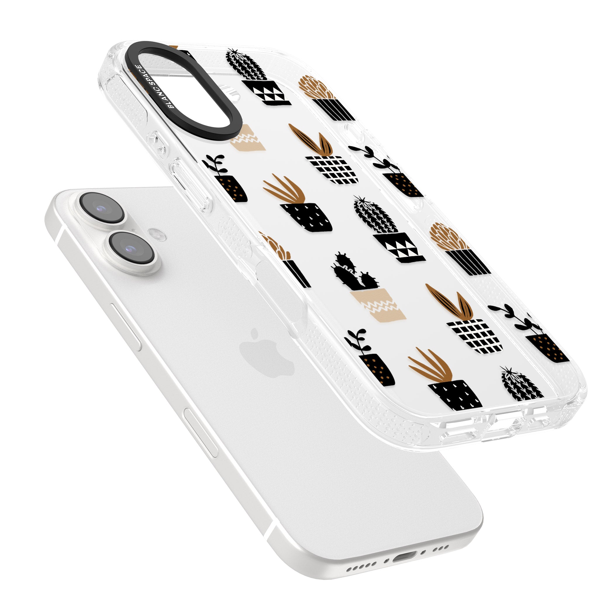 Large Mixed Plants Pattern - Clear iPhone 16 / 16 Plus Clear Case Impact Air - Blanc Space