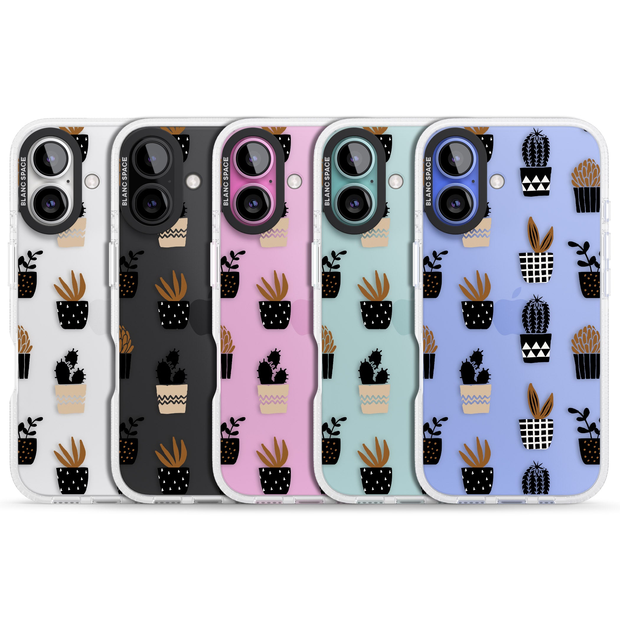 Large Mixed Plants Pattern - Clear iPhone 16 / 16 Plus Clear Case Impact Air - Blanc Space