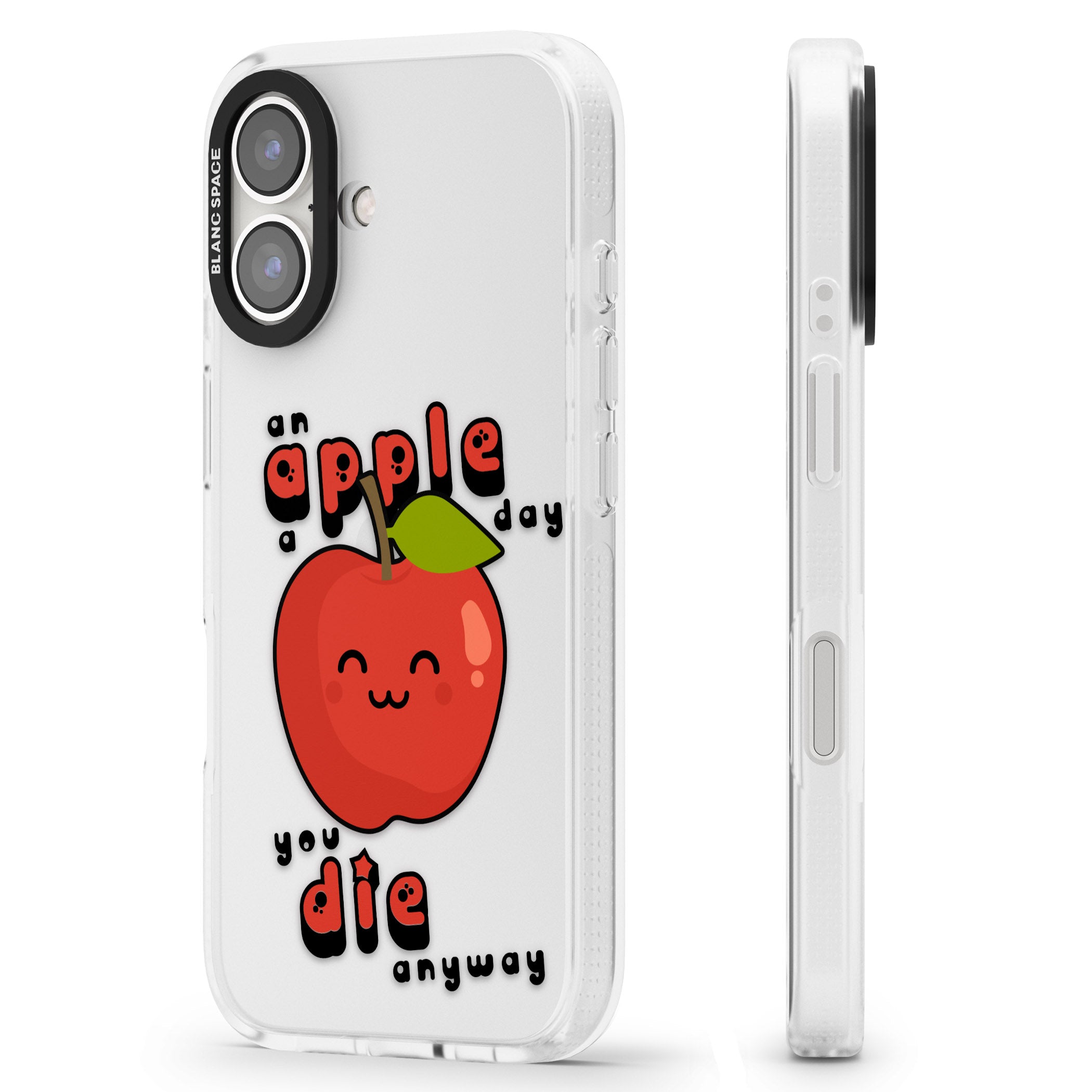 An Apple a Day iPhone 16 / 16 Plus Clear Case Impact Air - Blanc Space