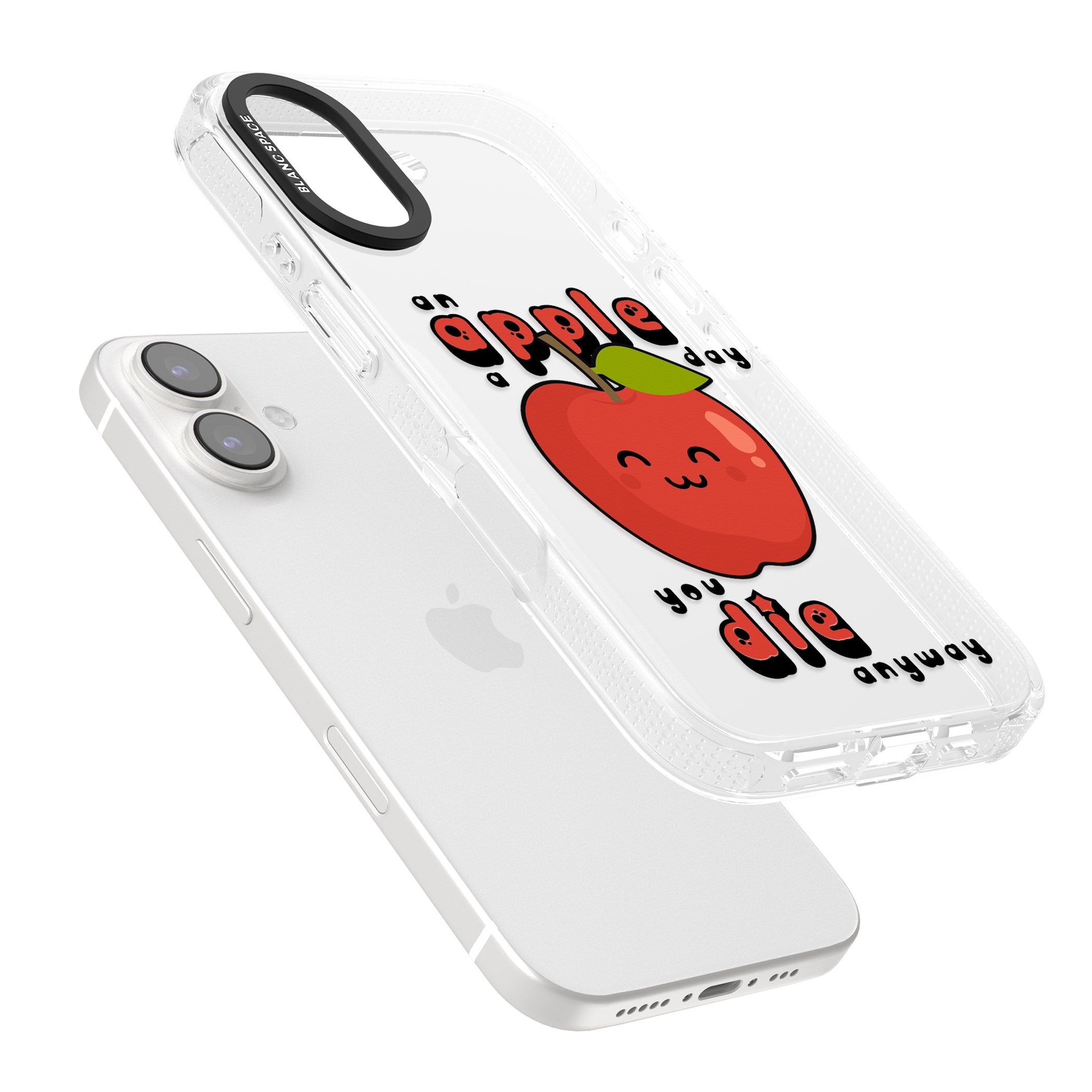 An Apple a Day iPhone 16 / 16 Plus Clear Case Impact Air - Blanc Space