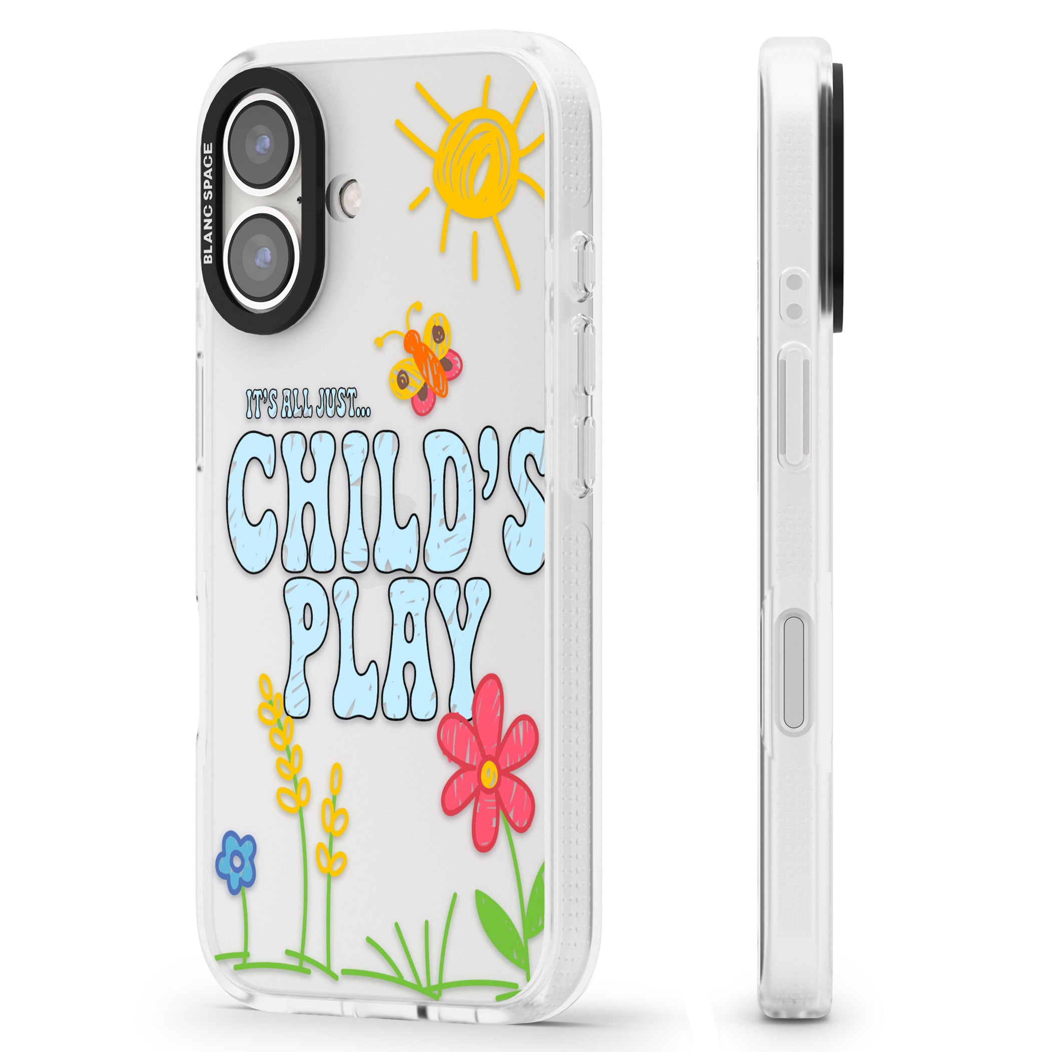 Child's Play iPhone 16 / 16 Plus Clear Case Impact Air - Blanc Space