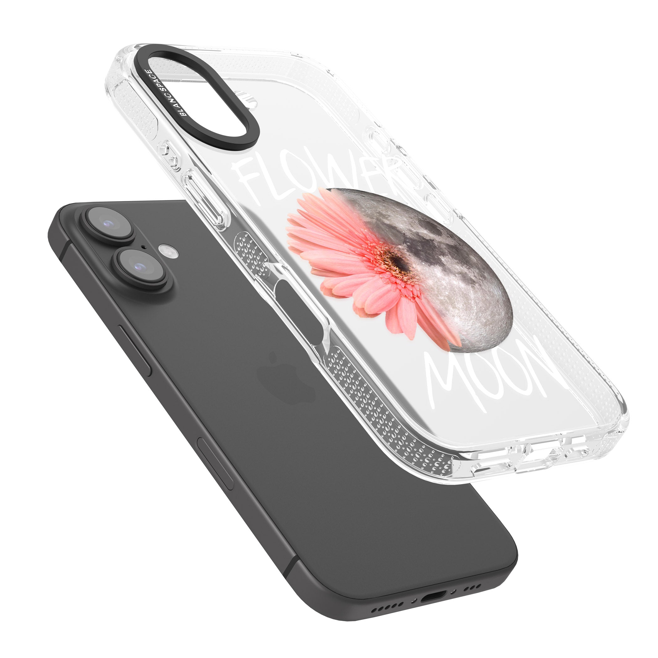 Flower Moon iPhone 16 / 16 Plus Clear Case Impact Air - Blanc Space