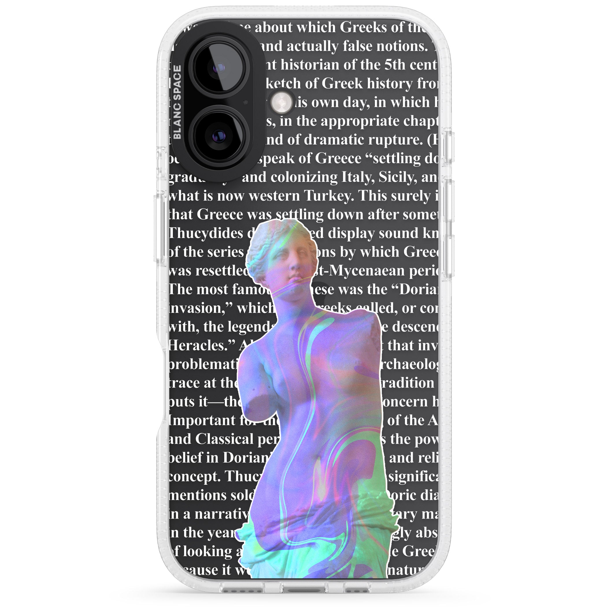 Iridescent De Milo iPhone 16 / 16 Plus Clear Case Impact Air - Blanc Space