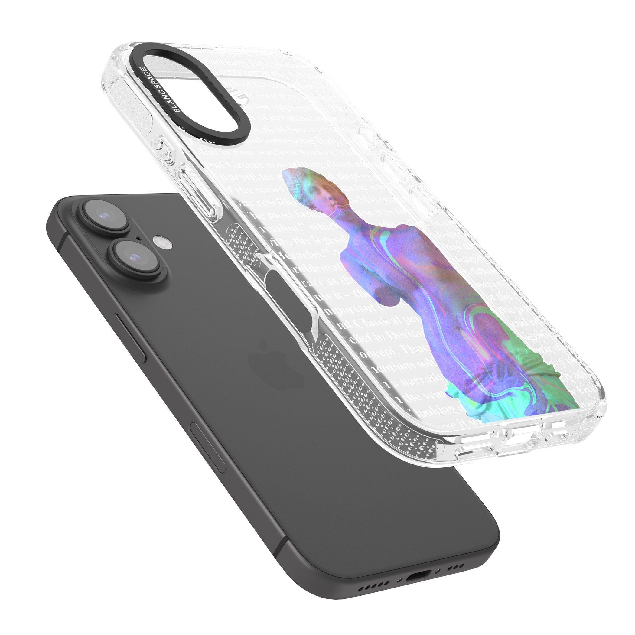 Iridescent De Milo iPhone 16 / 16 Plus Clear Case Impact Air - Blanc Space