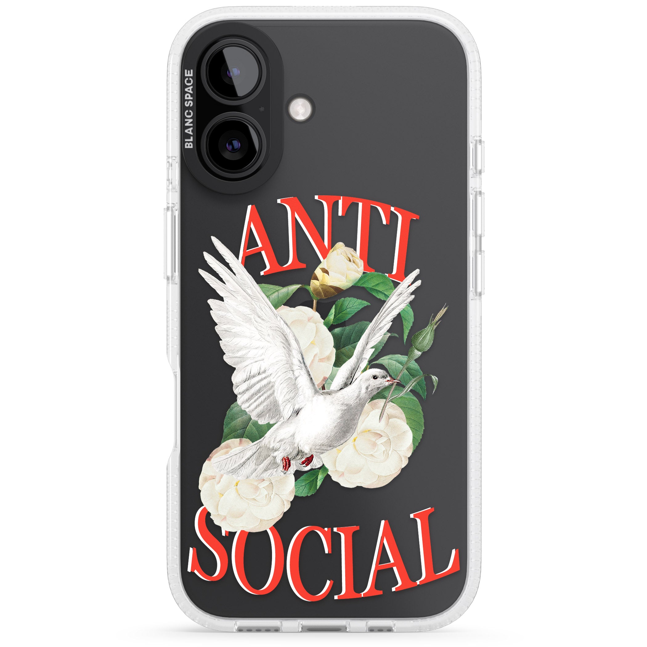 Anti-Social iPhone 16 / 16 Plus Clear Case Impact Air - Blanc Space