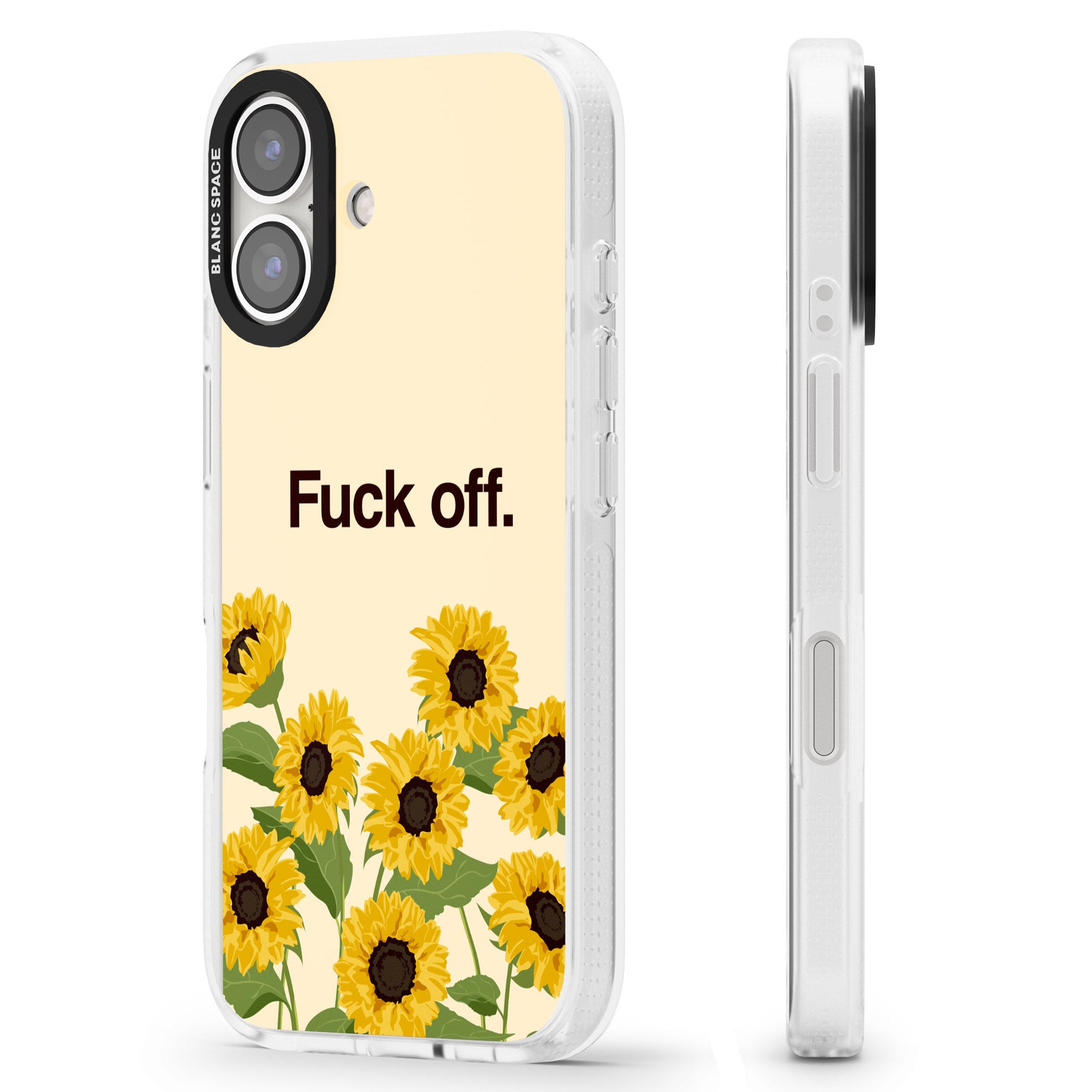 F*ck off iPhone 16 / 16 Plus Clear Case Impact Air - Blanc Space