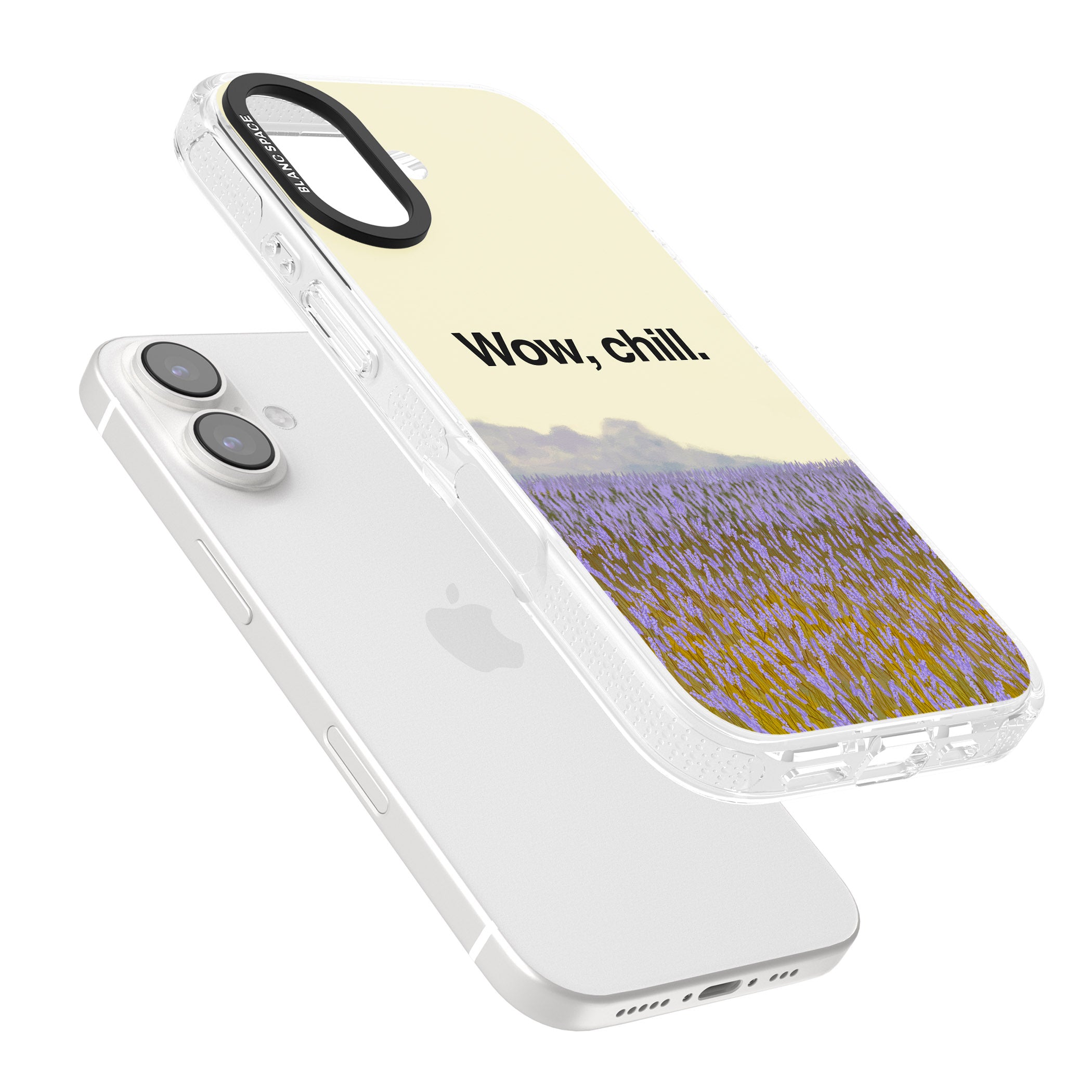 Wow, chill iPhone 16 / 16 Plus Clear Case Impact Air - Blanc Space