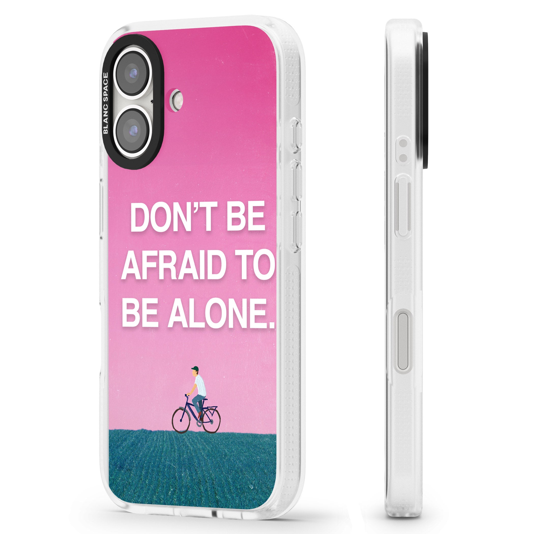 Don't be afraid to be alone iPhone 16 / 16 Plus Clear Case Impact Air - Blanc Space