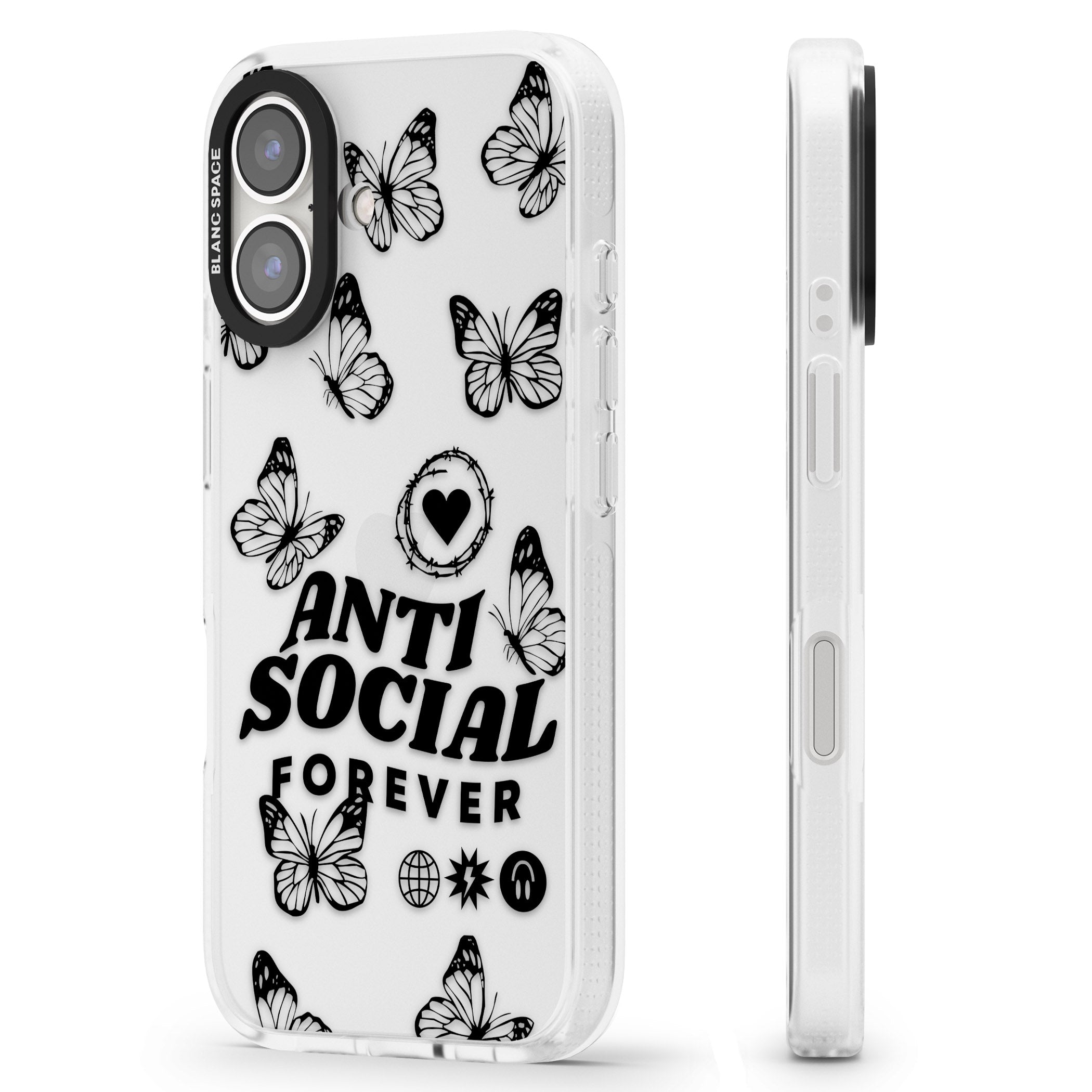 Anti-Social Forever iPhone 16 / 16 Plus Clear Case Impact Air - Blanc Space