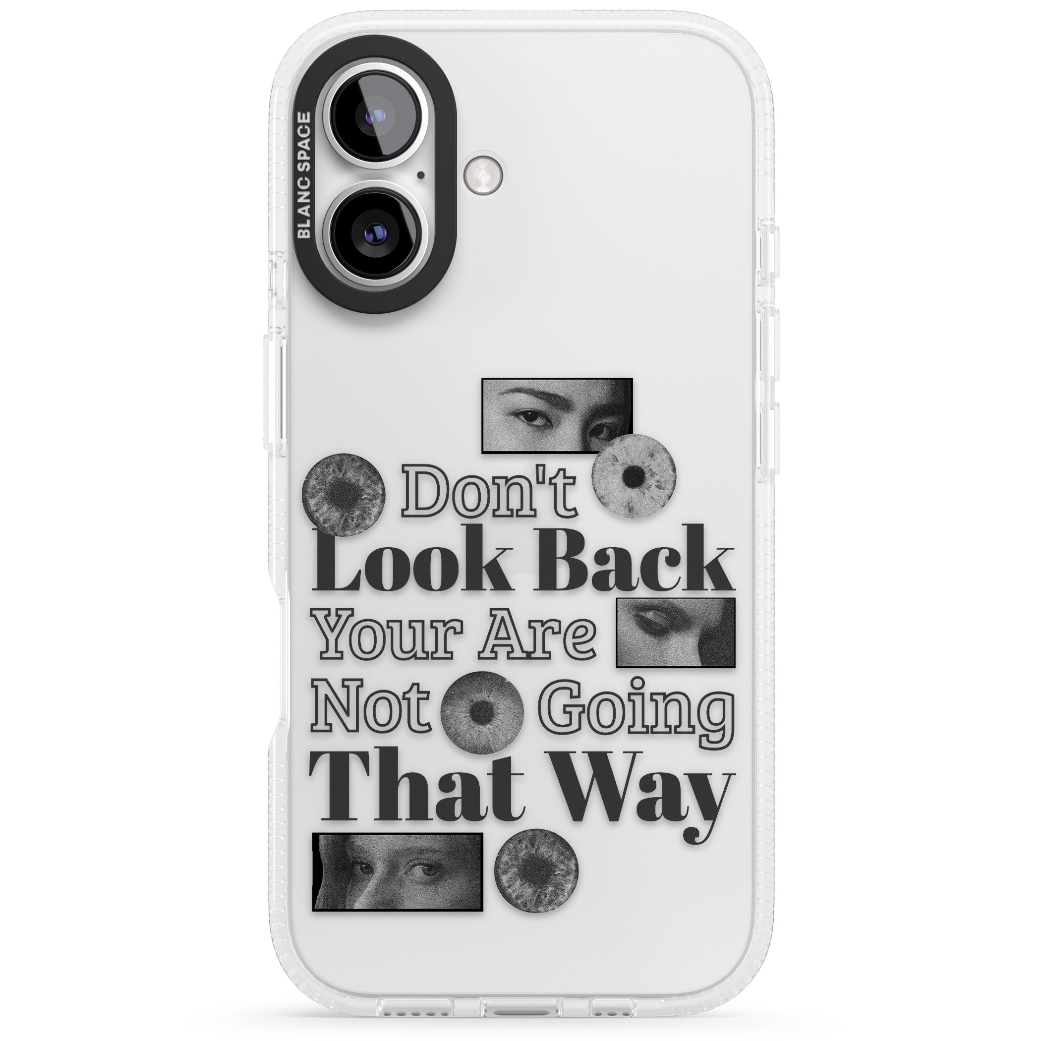 Don't Look Back iPhone 16 / 16 Plus Clear Case Impact Air - Blanc Space