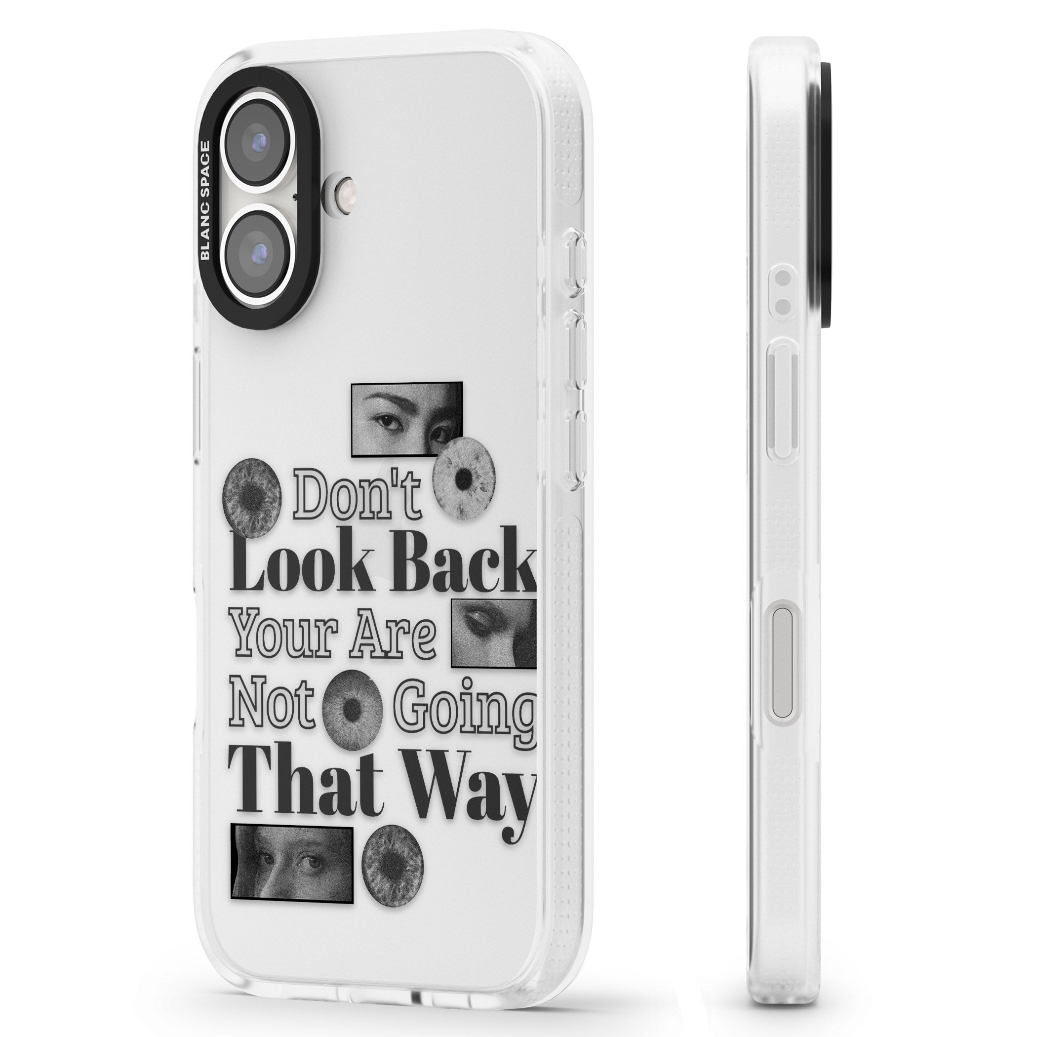 Don't Look Back iPhone 16 / 16 Plus Clear Case Impact Air - Blanc Space