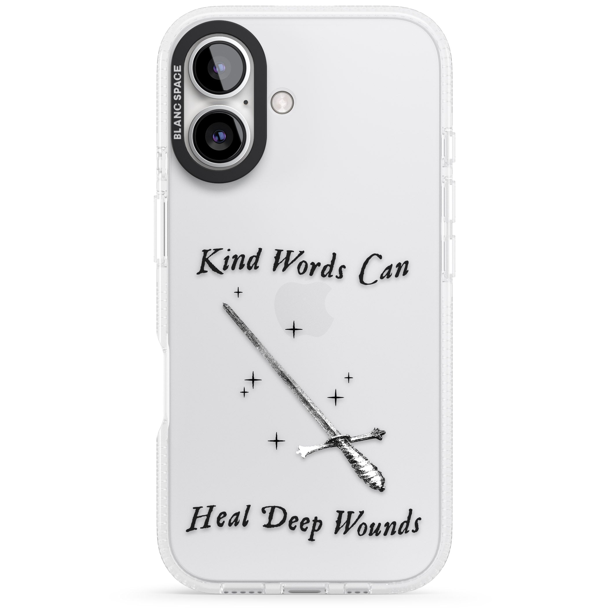 Kind Words Can Heal Deep Wounds iPhone 16 / 16 Plus Clear Case Impact Air - Blanc Space