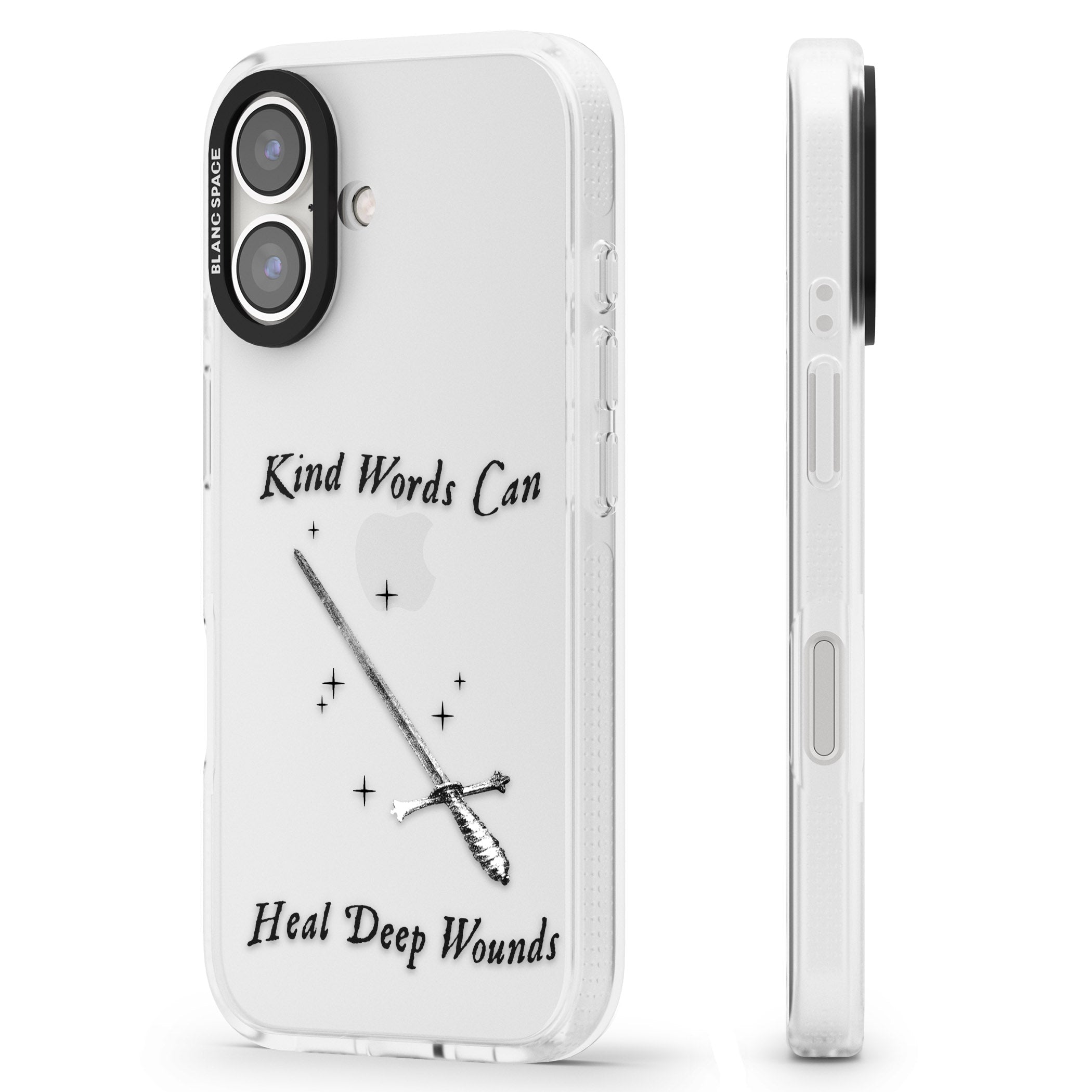 Kind Words Can Heal Deep Wounds iPhone 16 / 16 Plus Clear Case Impact Air - Blanc Space