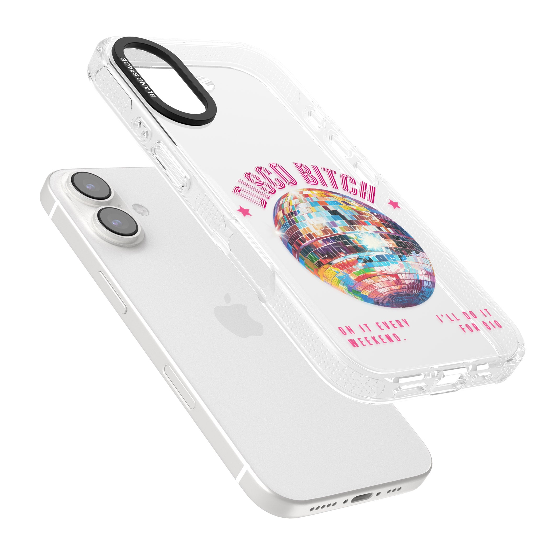 Disco B*tch iPhone 16 / 16 Plus Clear Case Impact Air - Blanc Space