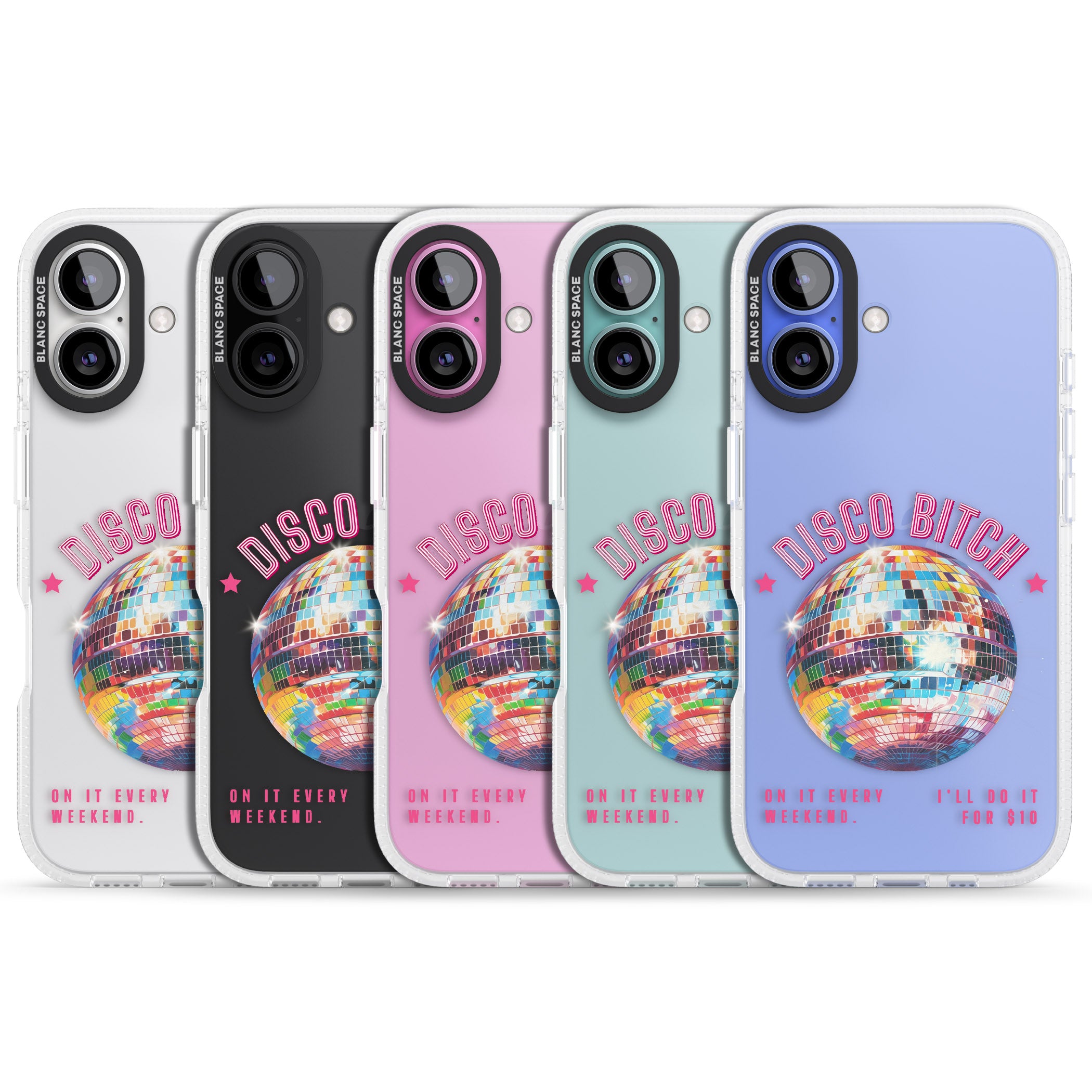 Disco B*tch iPhone 16 / 16 Plus Clear Case Impact Air - Blanc Space