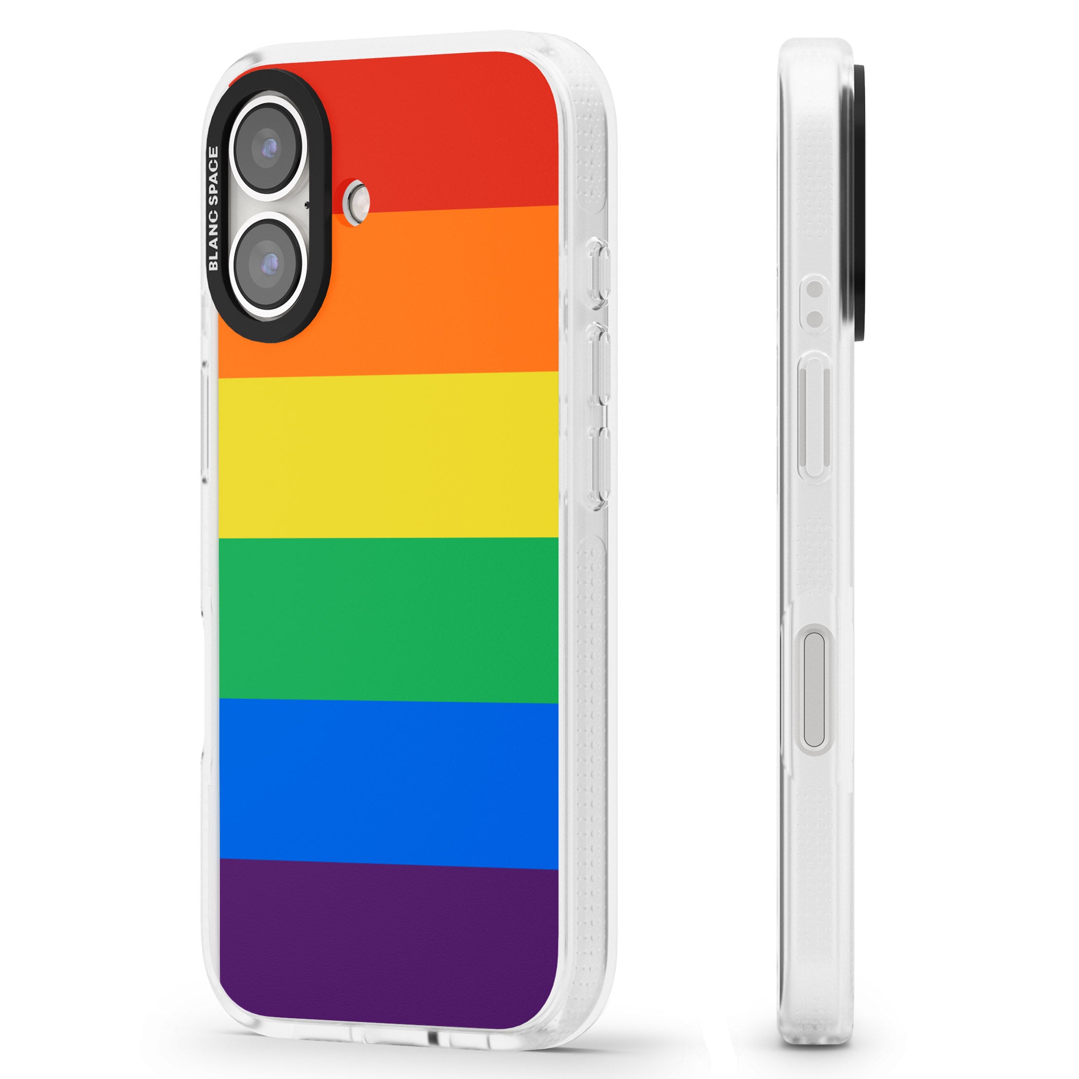 Rainbow Stripes iPhone 16 / 16 Plus Clear Case Impact Air - Blanc Space