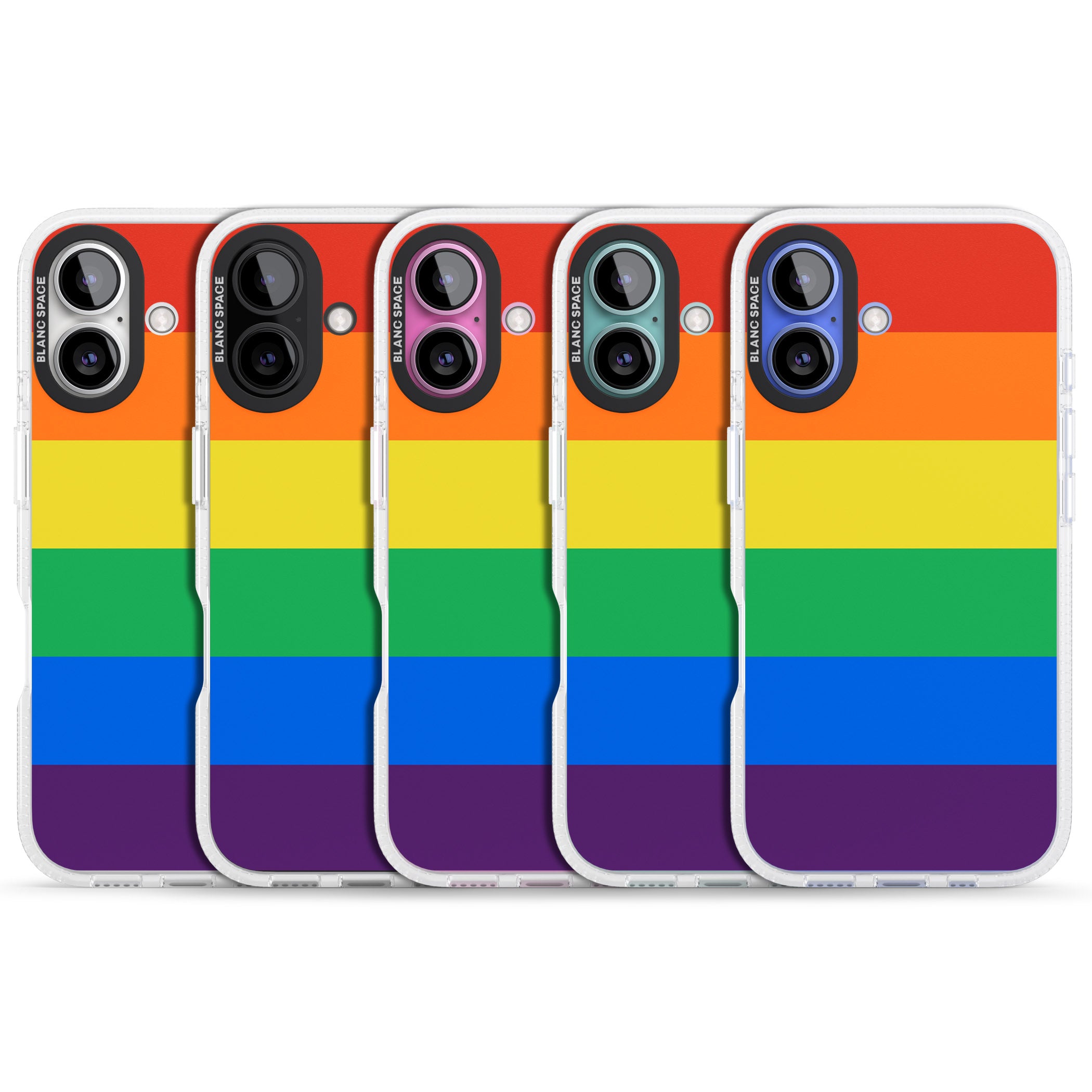 Rainbow Stripes iPhone 16 / 16 Plus Clear Case Impact Air - Blanc Space