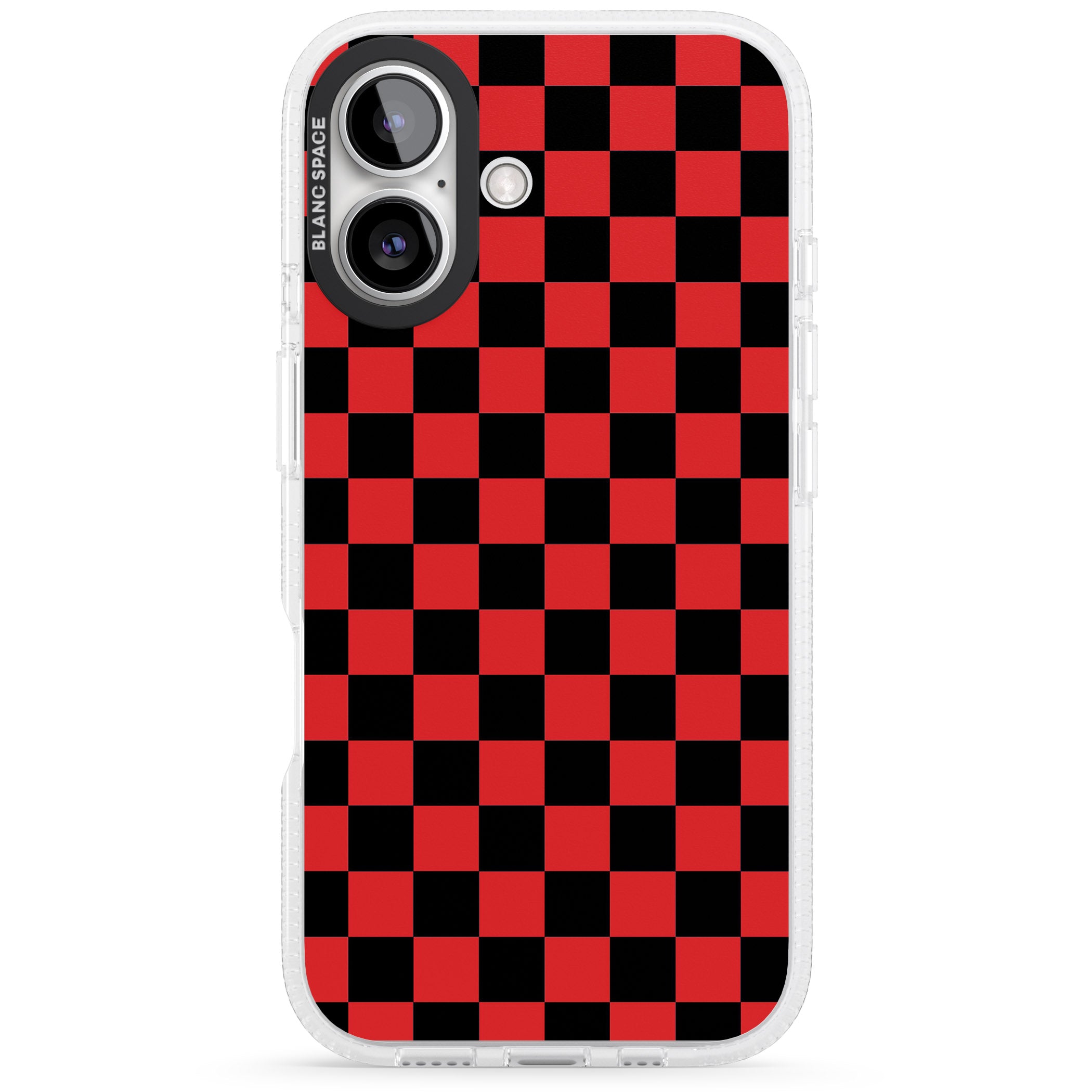 Red Black Checkered iPhone 16 / 16 Plus Clear Case Impact Air - Blanc Space