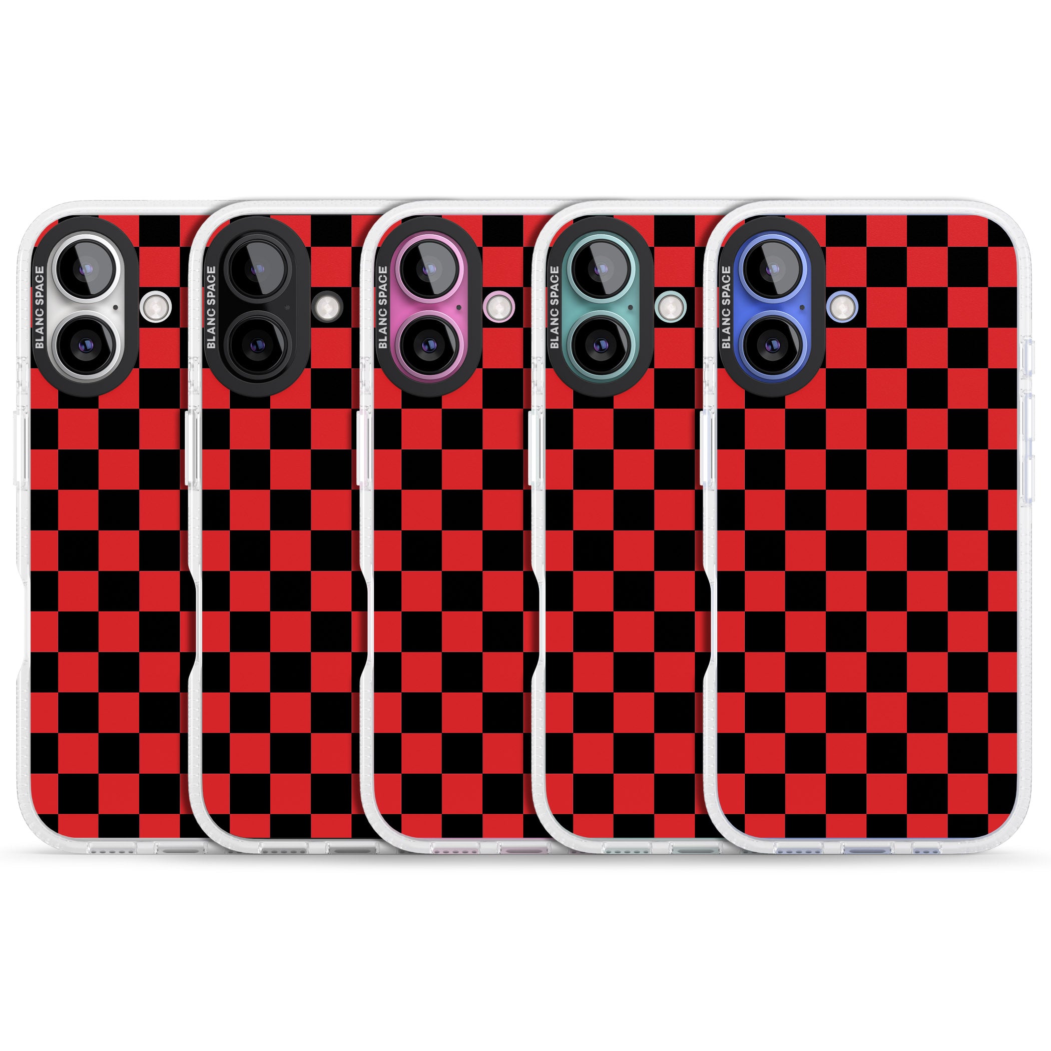 Red Black Checkered iPhone 16 / 16 Plus Clear Case Impact Air - Blanc Space