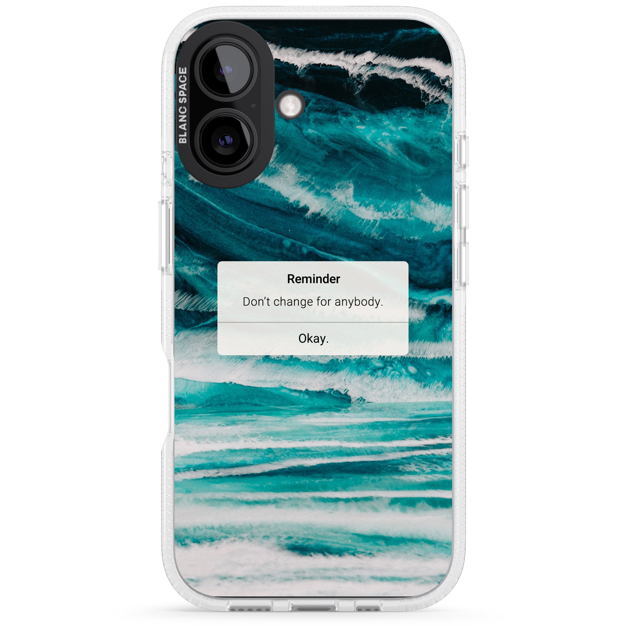 "Don't Change" iPhone Reminder iPhone 16 / 16 Plus Clear Case Impact Air - Blanc Space