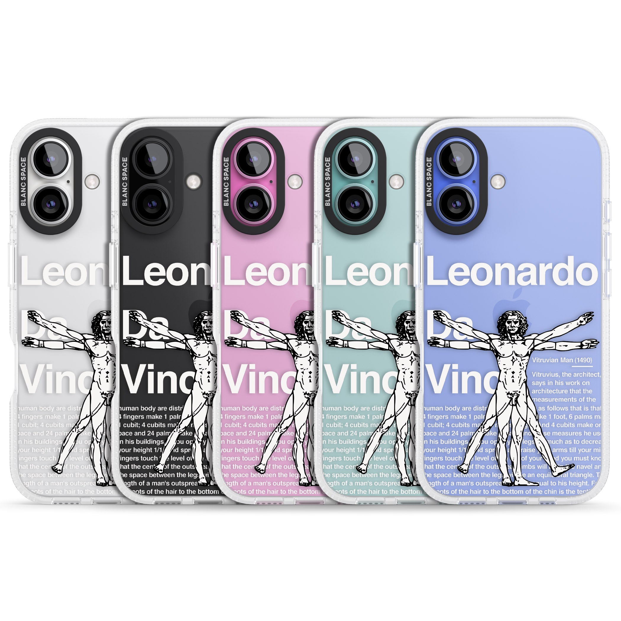 Vitruvian Man iPhone 16 / 16 Plus Clear Case Impact Air - Blanc Space