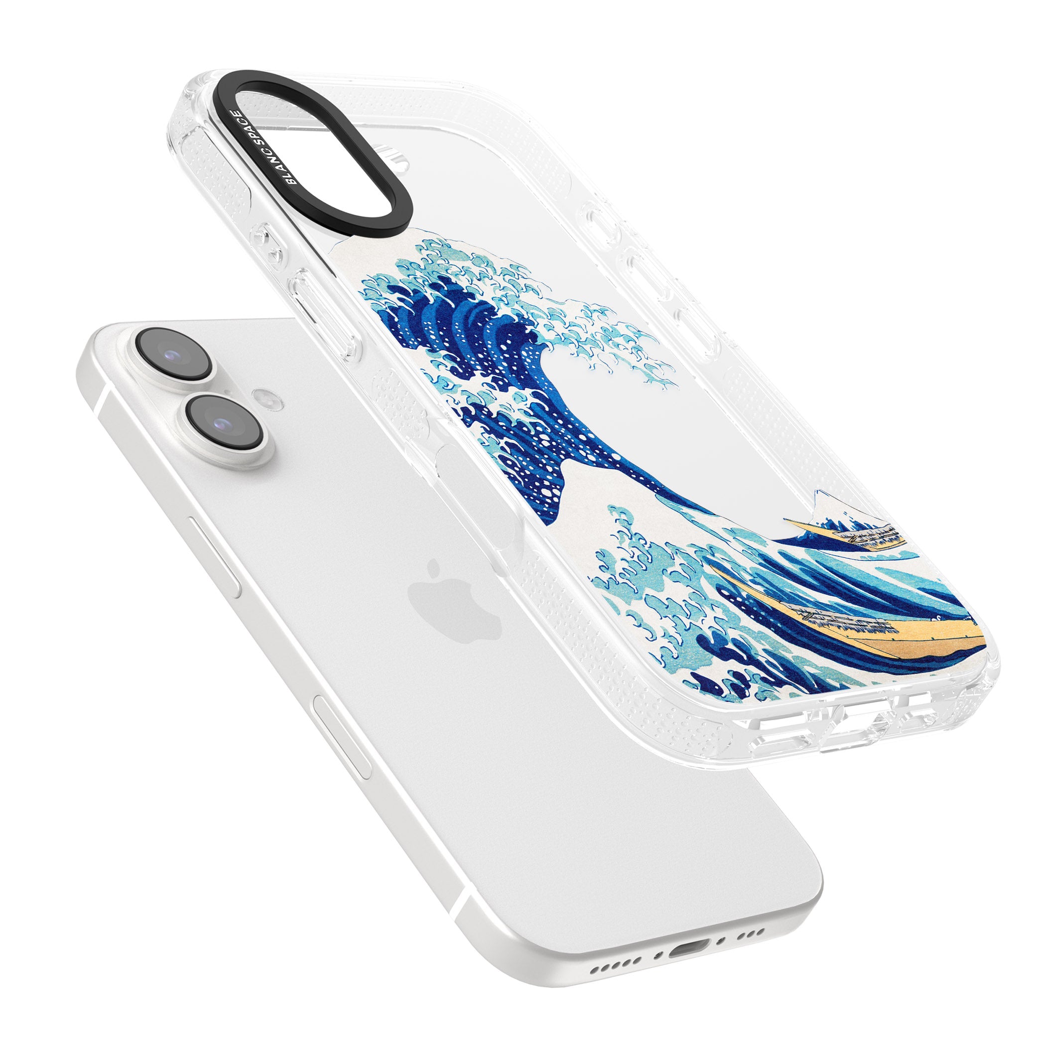 The Great Wave of Kanagawa iPhone 16 / 16 Plus Clear Case Impact Air - Blanc Space