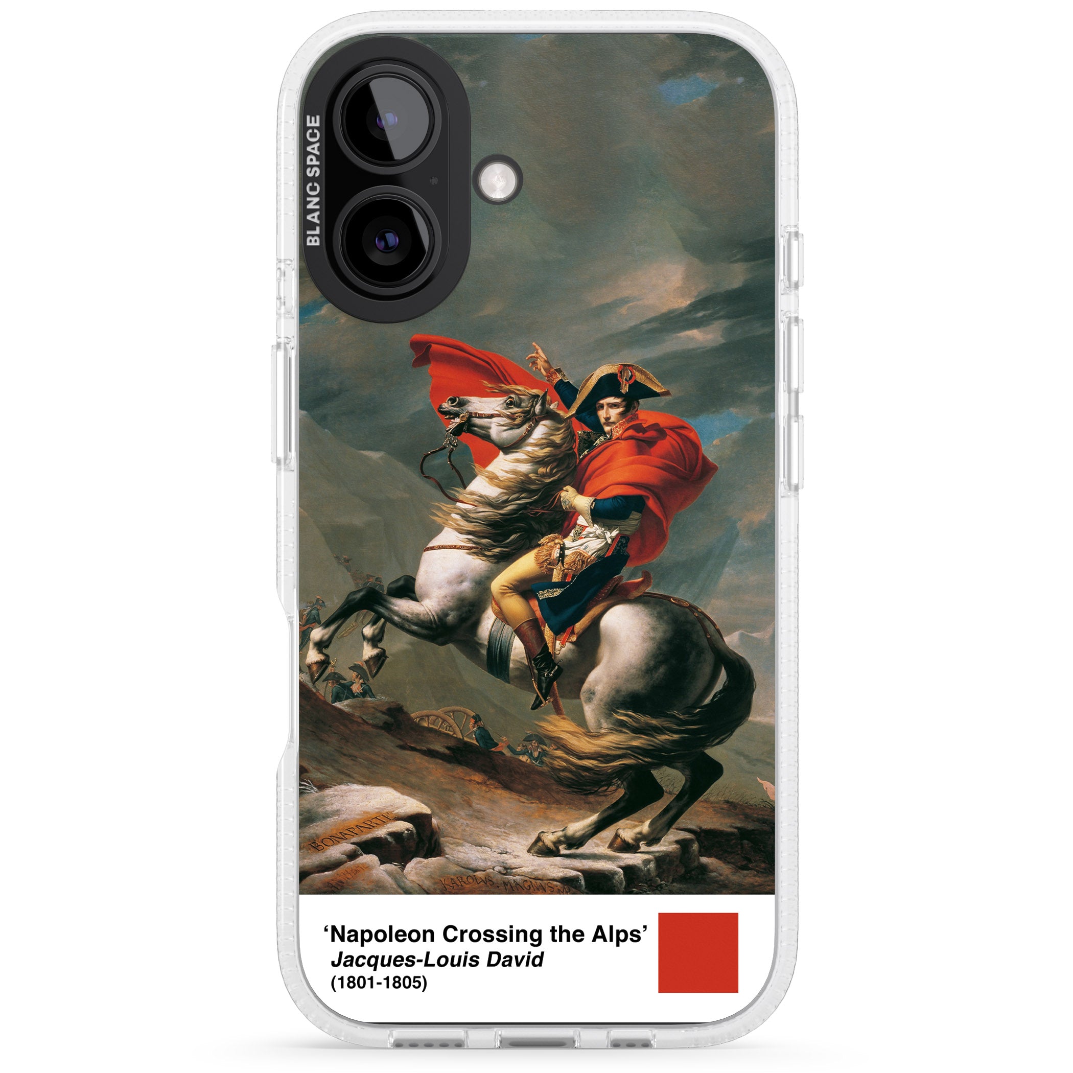 Napoleon Crossing the Alps iPhone 16 / 16 Plus Clear Case Impact Air - Blanc Space