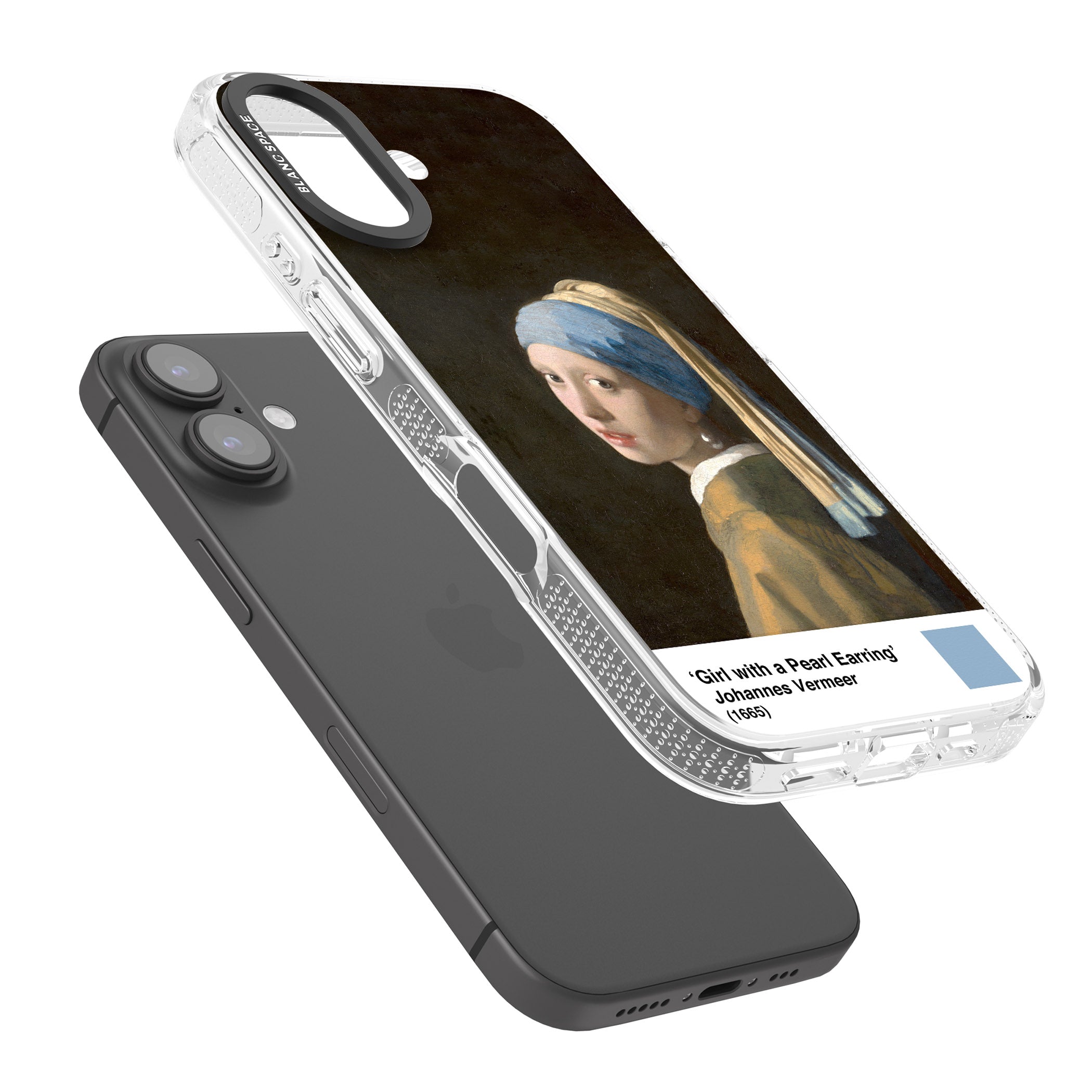 Girl with a Pearl Earring iPhone 16 / 16 Plus Clear Case Impact Air - Blanc Space