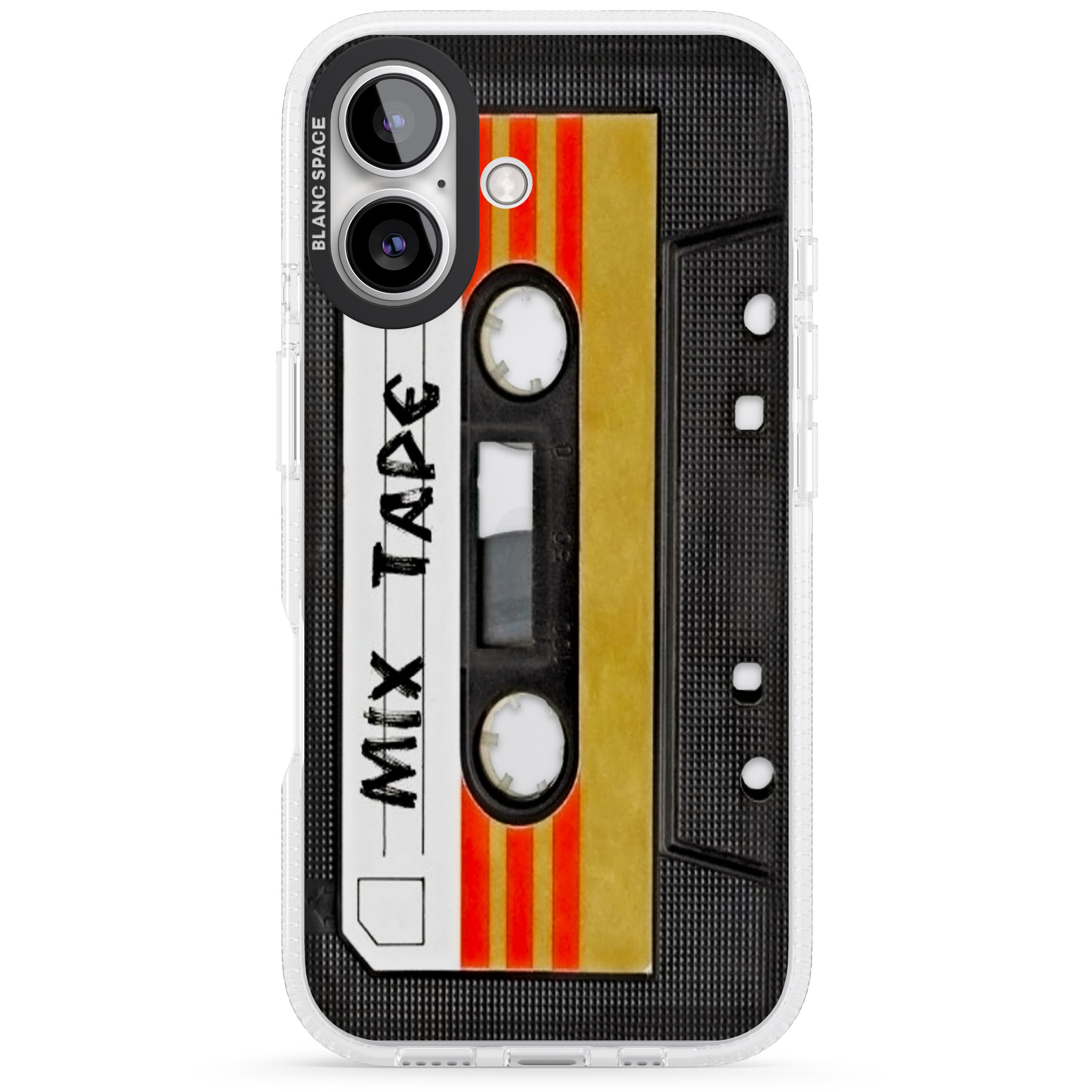 Retro Mix Tape iPhone 16 / 16 Plus Clear Case Impact Air - Blanc Space