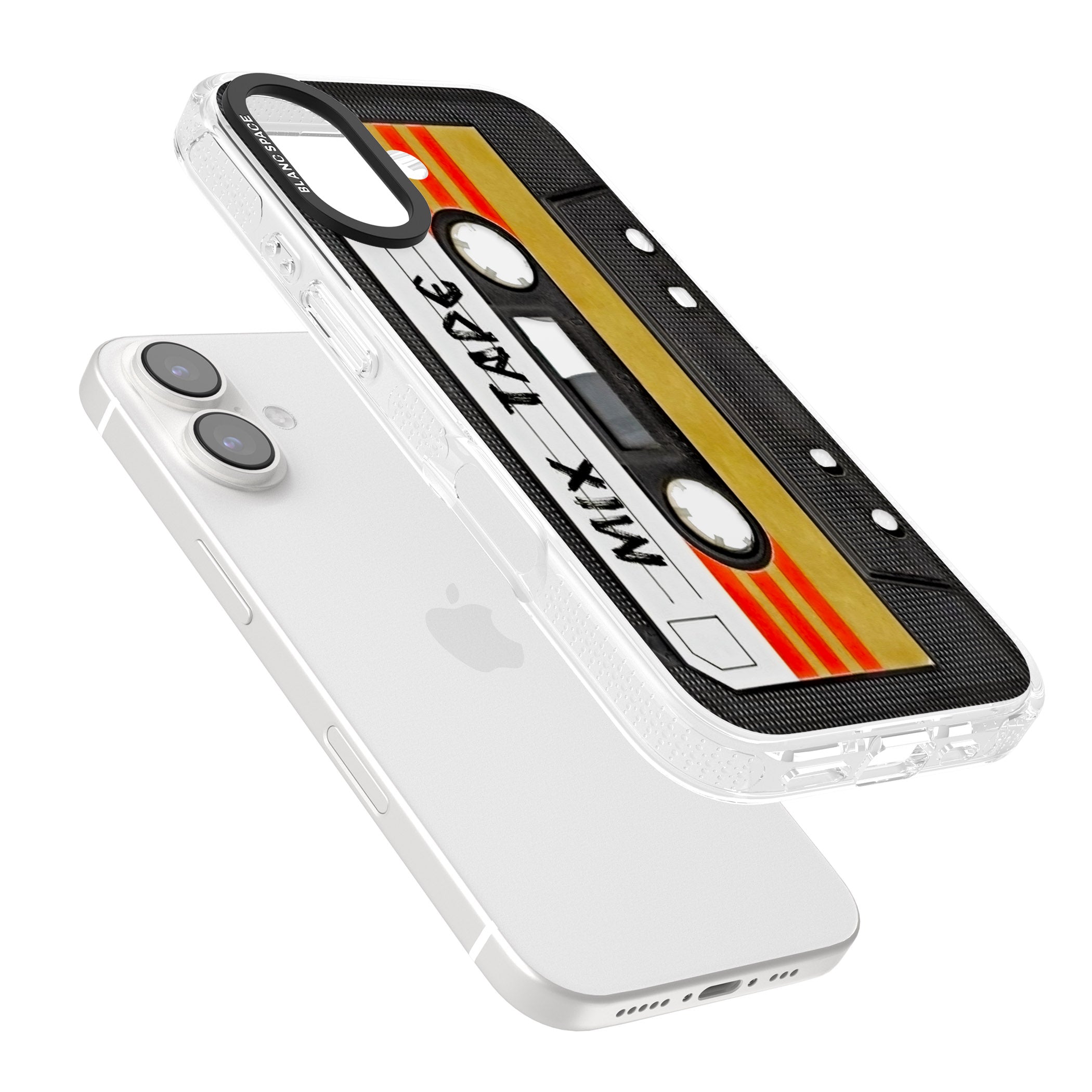 Retro Mix Tape iPhone 16 / 16 Plus Clear Case Impact Air - Blanc Space