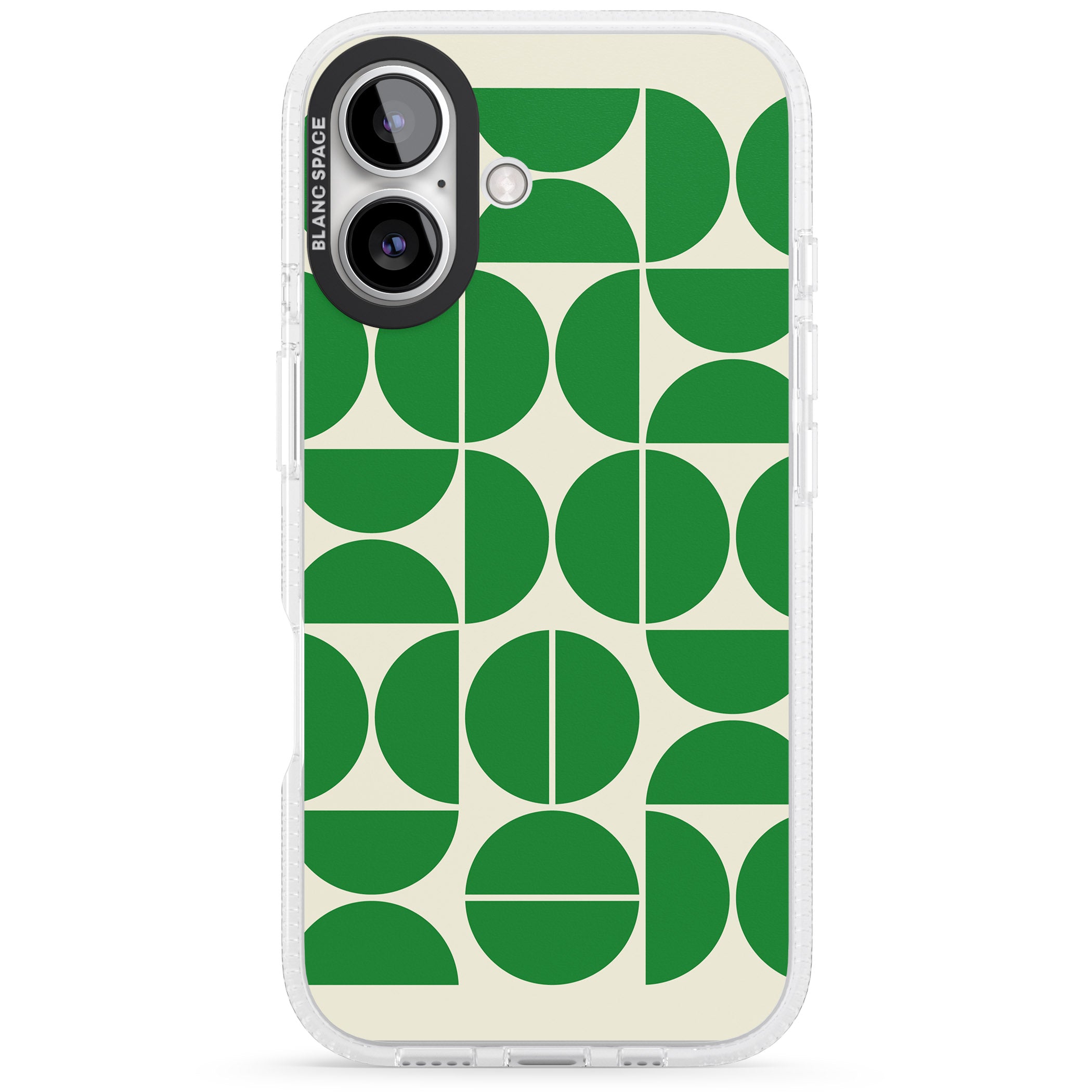 Retro Green Circles iPhone 16 / 16 Plus Clear Case Impact Air - Blanc Space