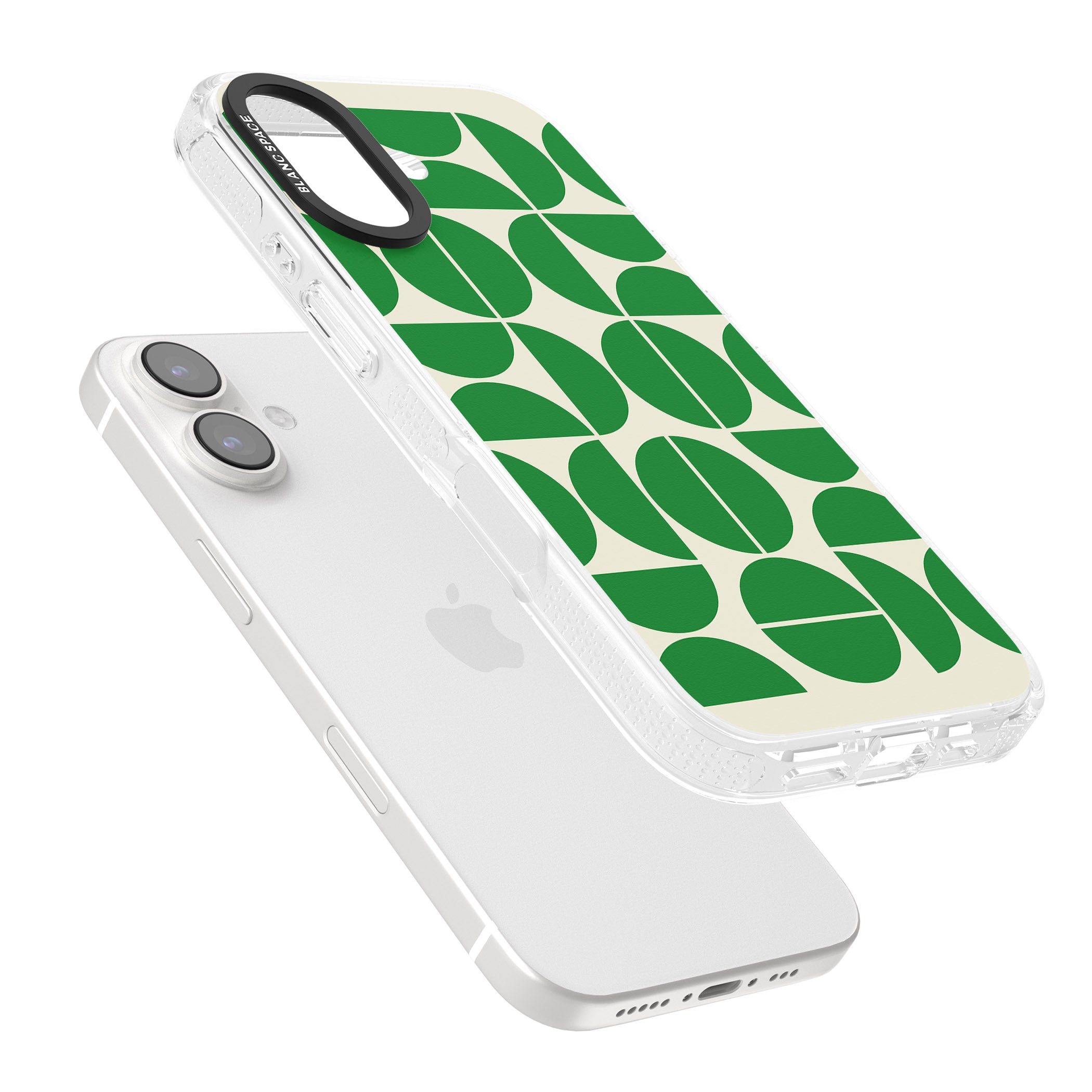 Retro Green Circles iPhone 16 / 16 Plus Clear Case Impact Air - Blanc Space