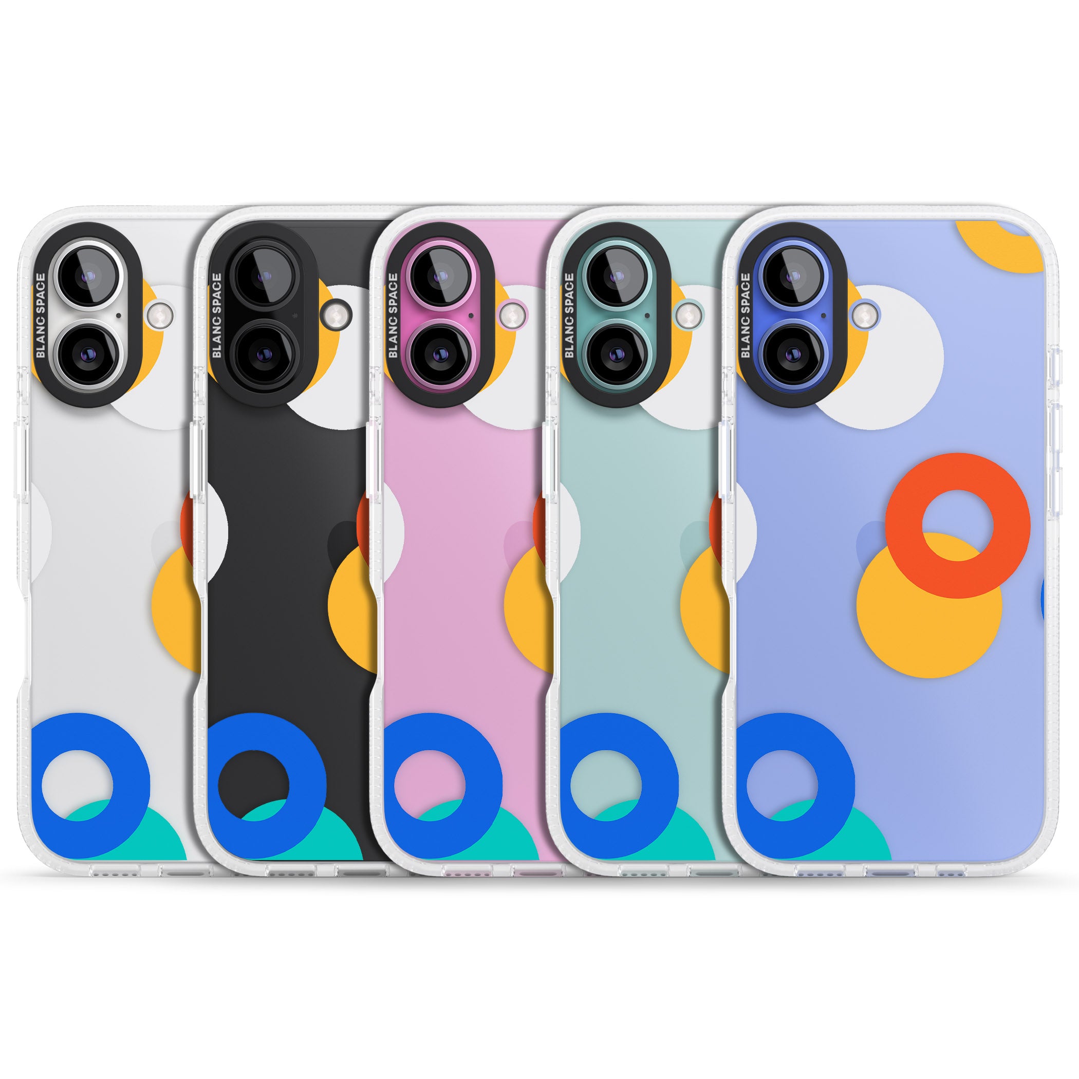 Abstract Mixed Circles iPhone 16 / 16 Plus Clear Case Impact Air - Blanc Space