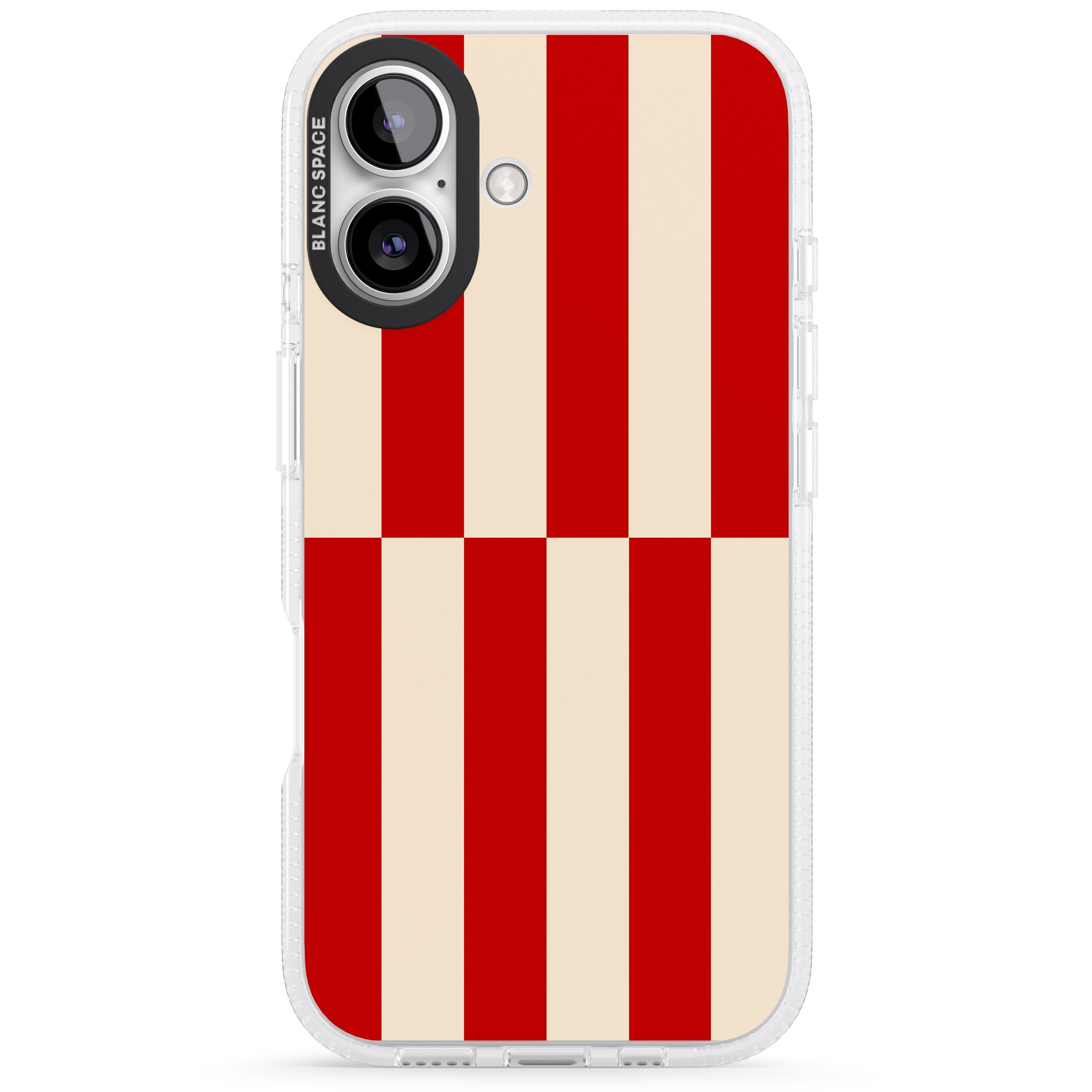 Retro Red Stripes iPhone 16 / 16 Plus Clear Case Impact Air - Blanc Space