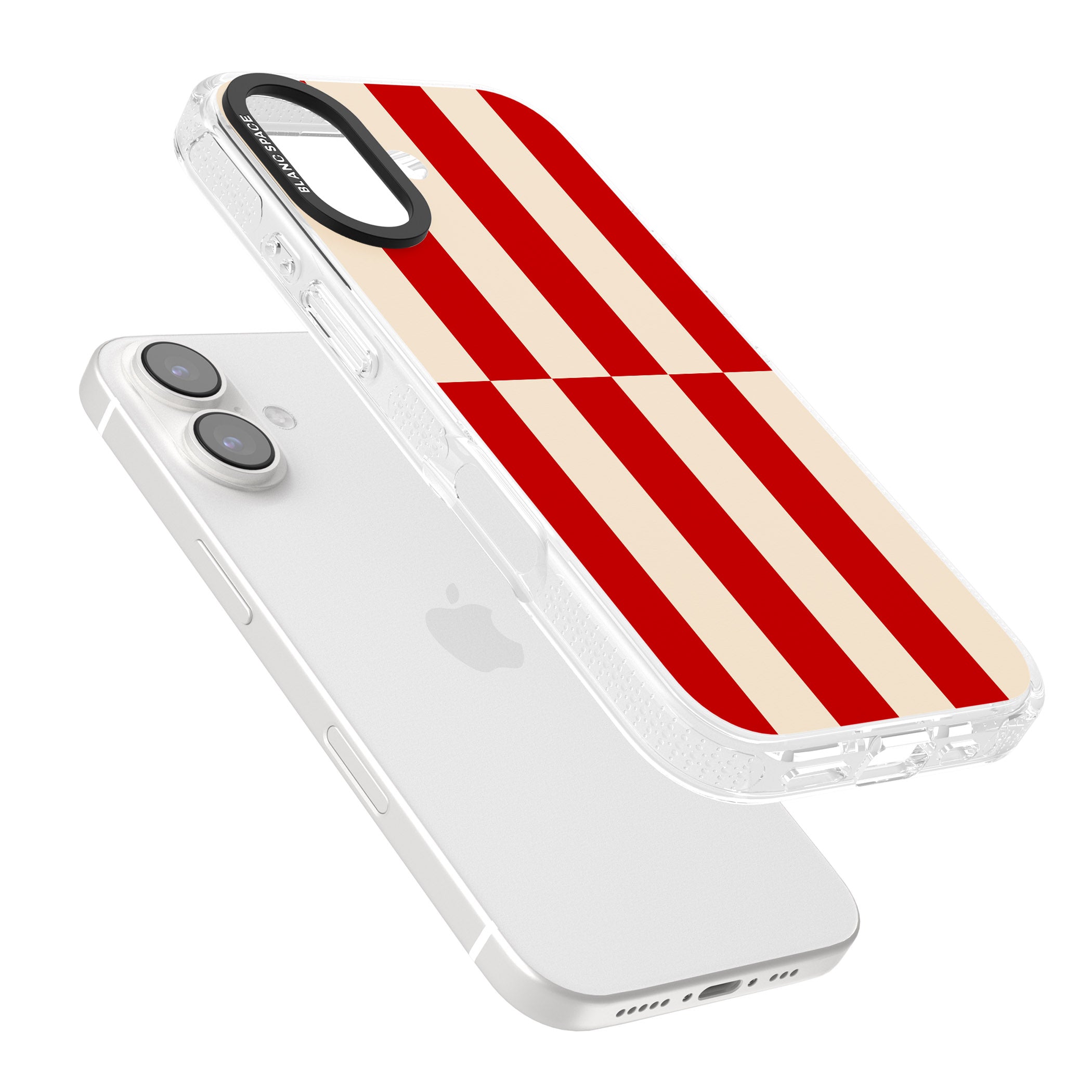 Retro Red Stripes iPhone 16 / 16 Plus Clear Case Impact Air - Blanc Space