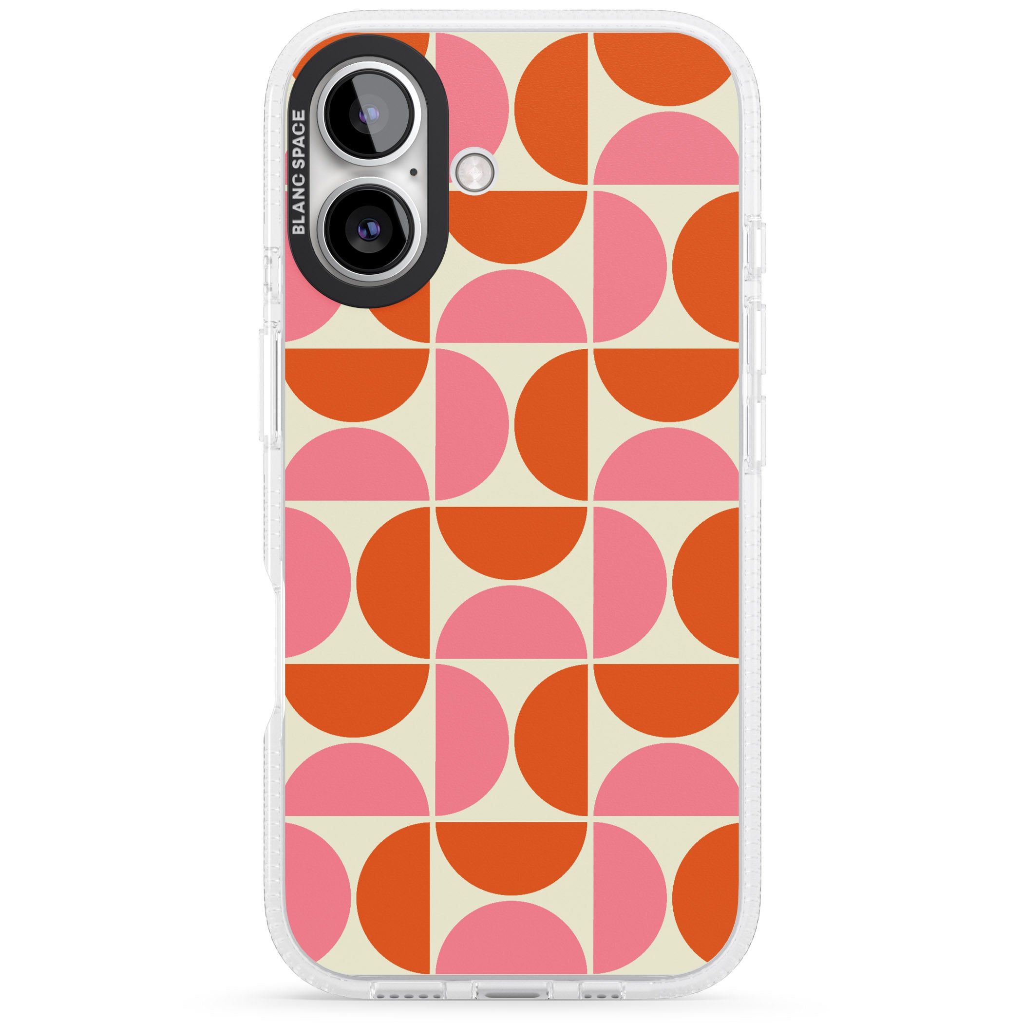 Retro Half-circle Pattern iPhone 16 / 16 Plus Clear Case Impact Air - Blanc Space