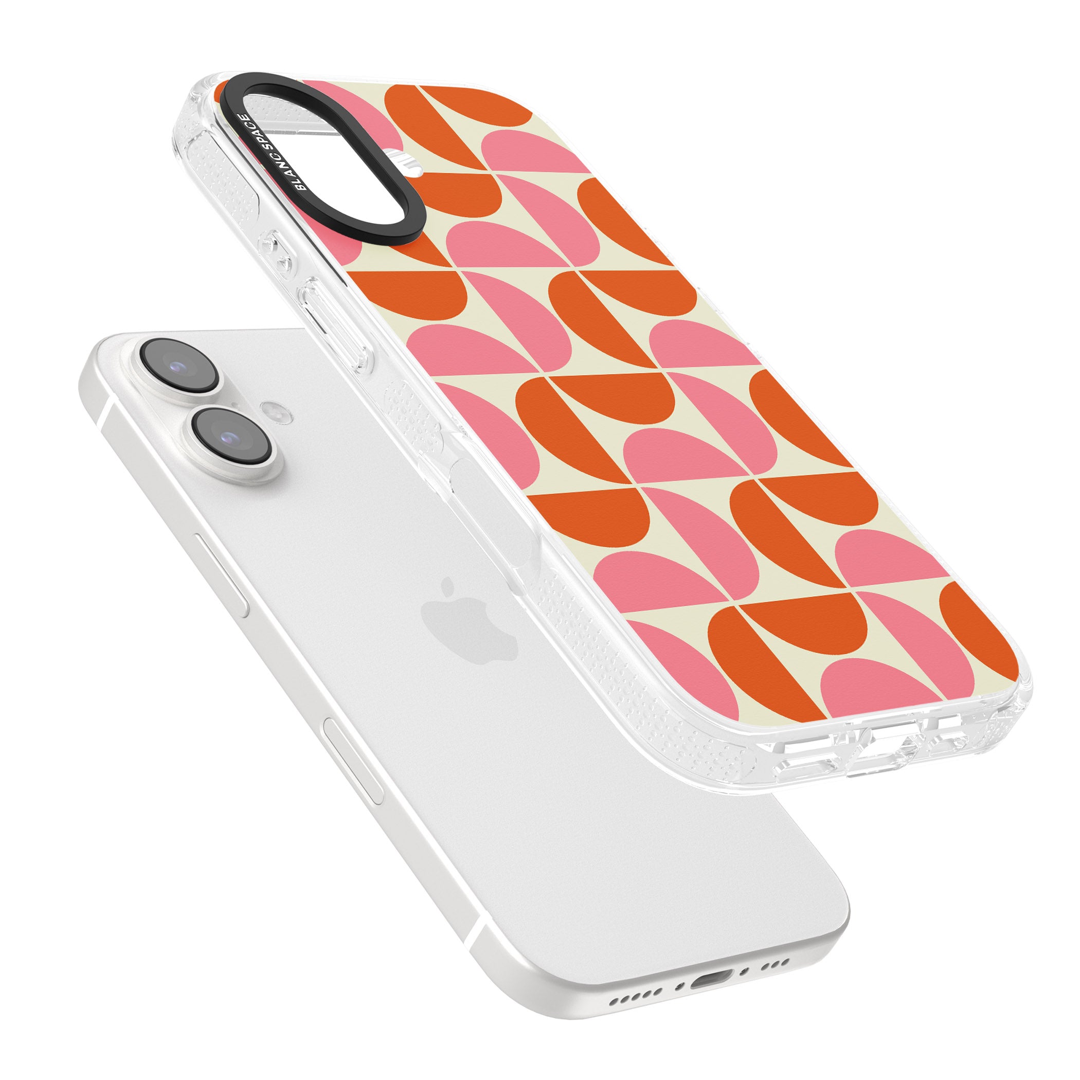 Retro Half-circle Pattern iPhone 16 / 16 Plus Clear Case Impact Air - Blanc Space