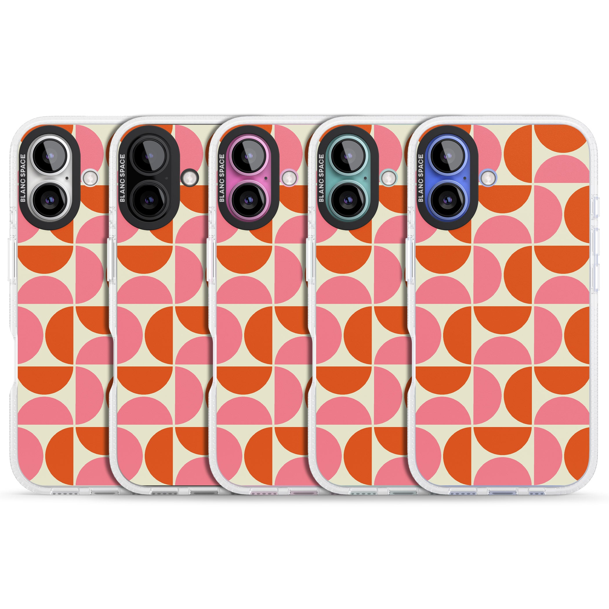 Retro Half-circle Pattern iPhone 16 / 16 Plus Clear Case Impact Air - Blanc Space