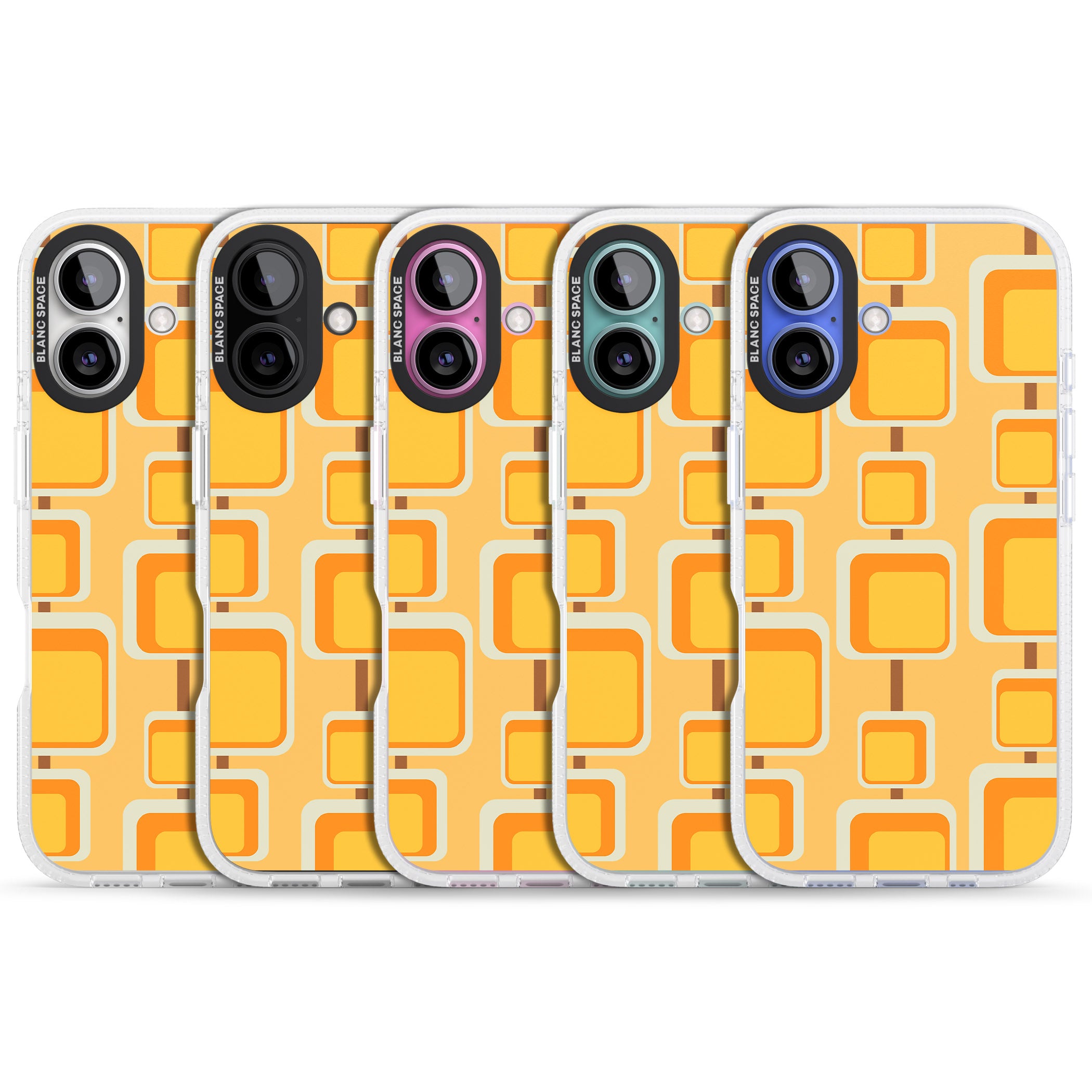 Sunny Mid-Century Squares iPhone 16 / 16 Plus Clear Case Impact Air - Blanc Space