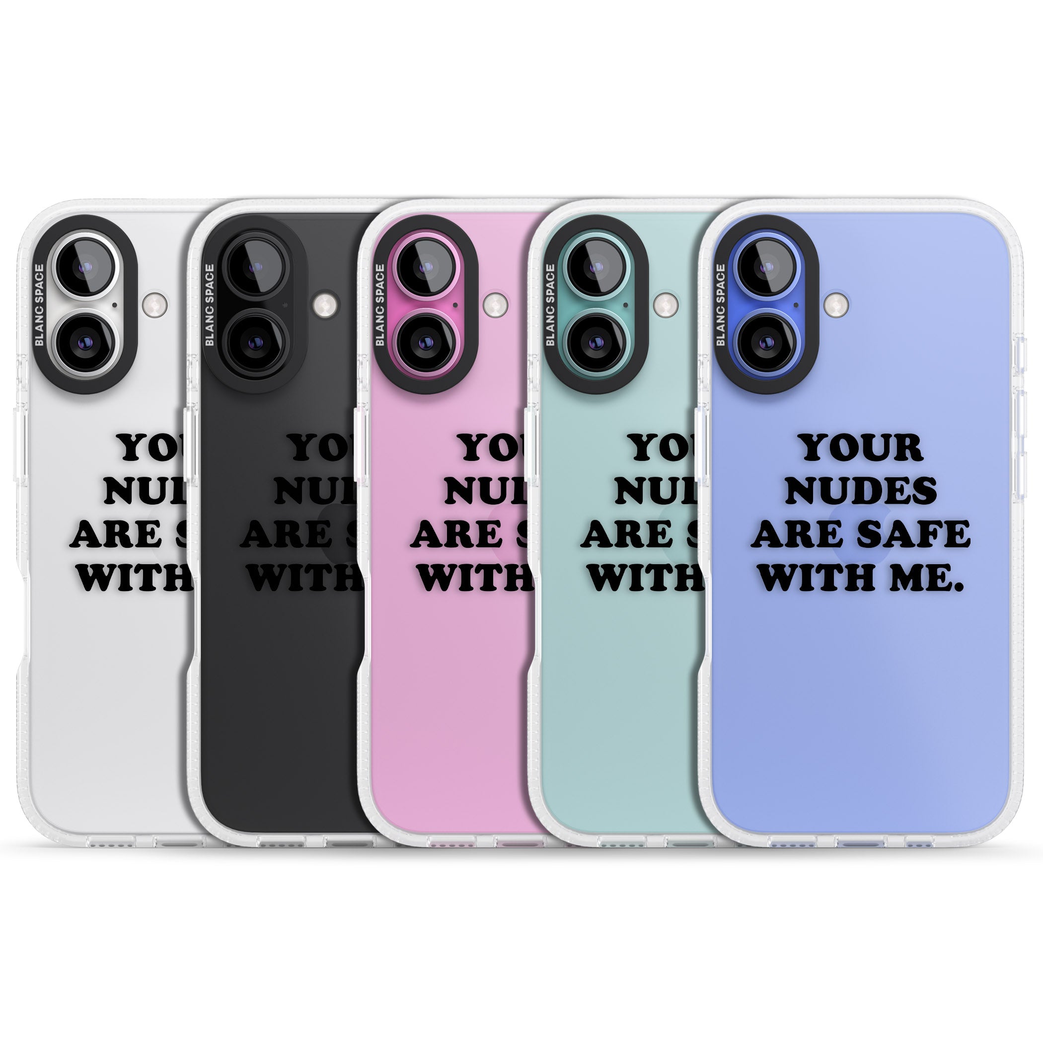 Your nudes are safe with me... BLACK iPhone 16 / 16 Plus Clear Case Impact Air - Blanc Space