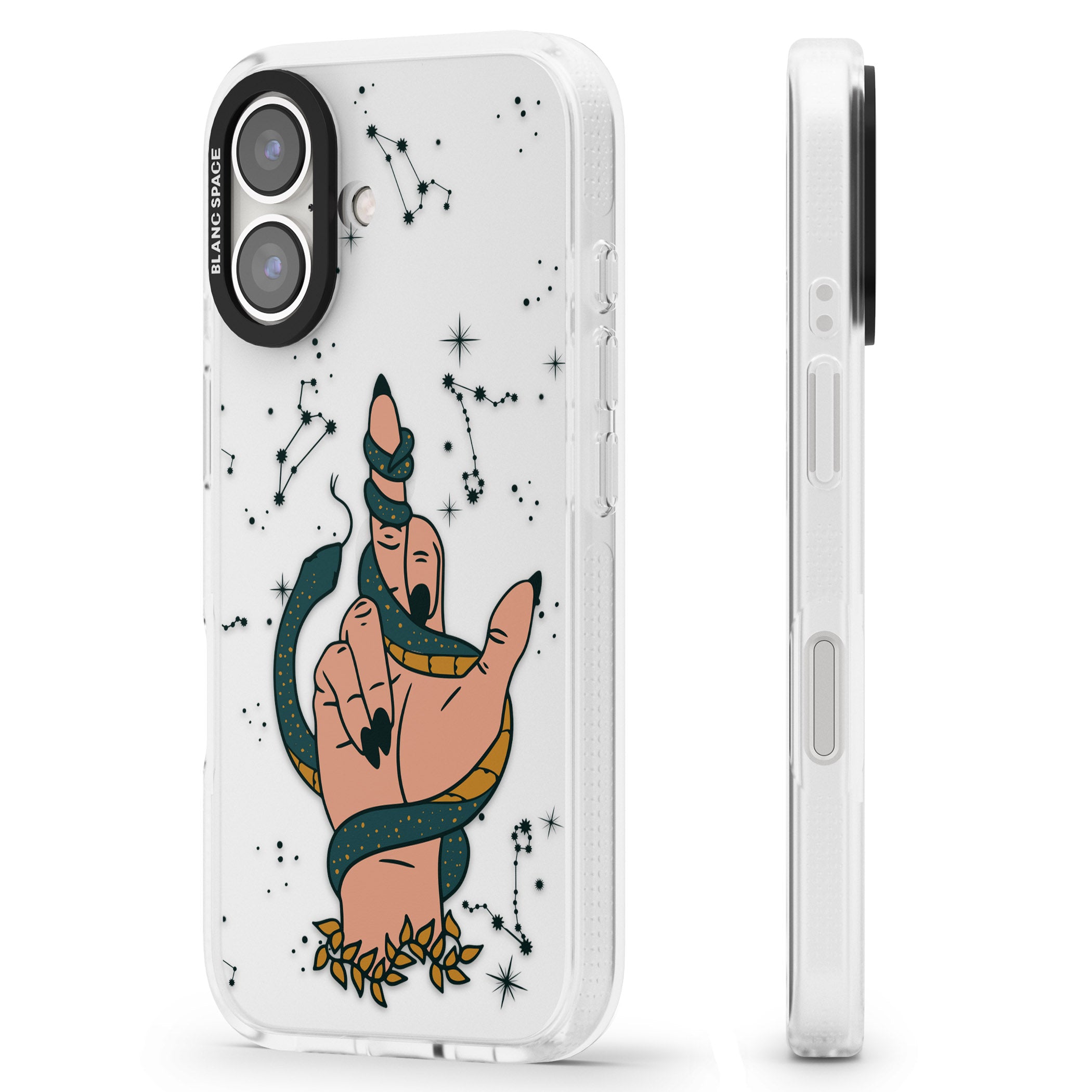 Snakes, Stars and Cynicism iPhone 16 / 16 Plus Clear Case Impact Air - Blanc Space