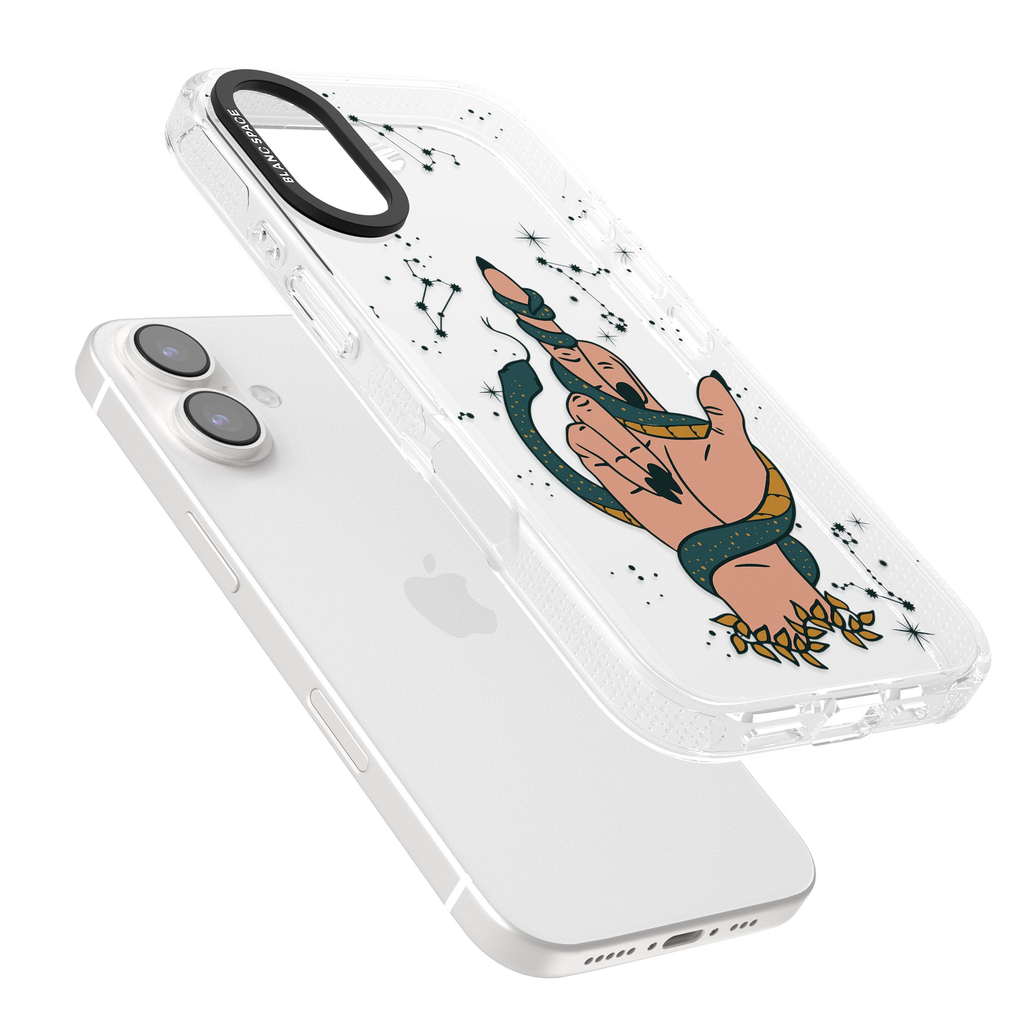 Snakes, Stars and Cynicism iPhone 16 / 16 Plus Clear Case Impact Air - Blanc Space